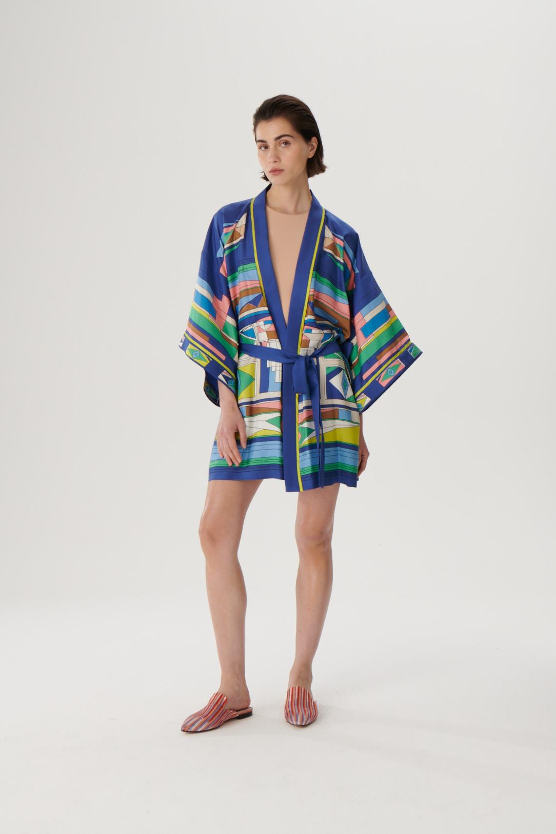 KutniaGrafik Desenli İpek Kimono