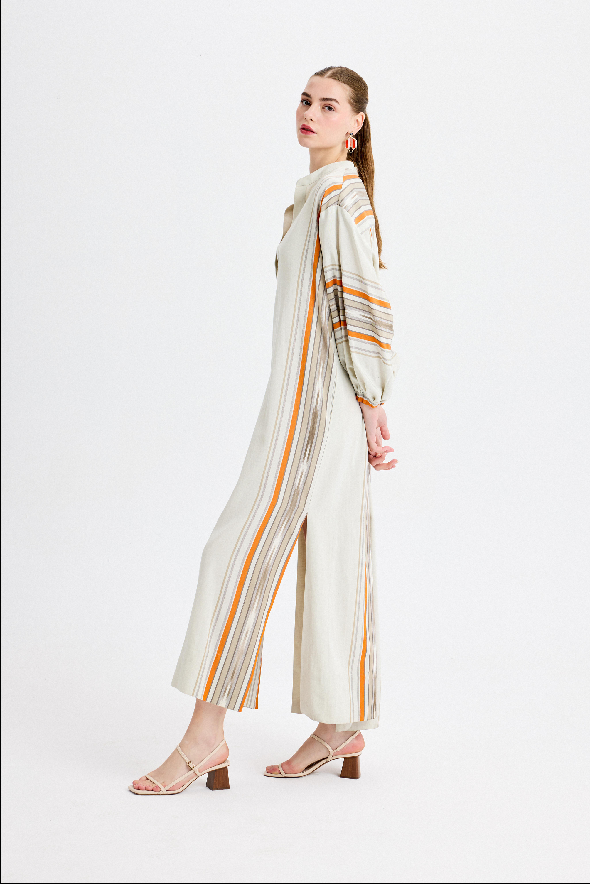 KutniaGri Turuncu Maxi Kaftan Elbise