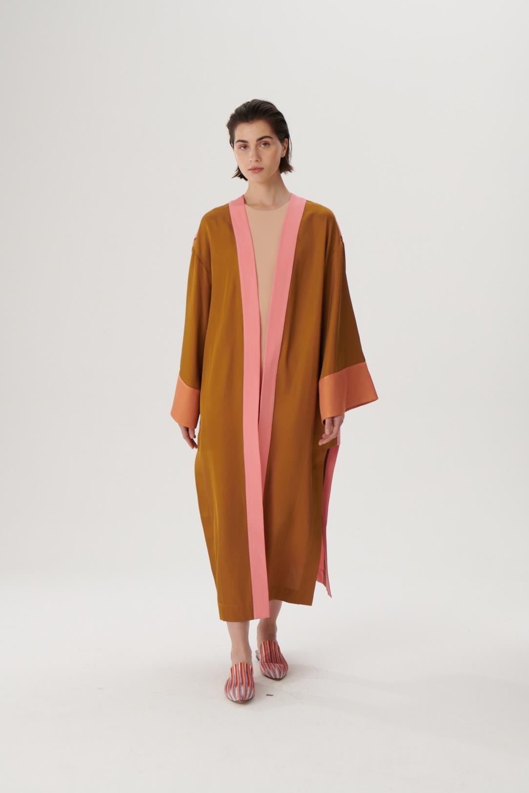 KutniaKahverengi İpek Kimono
