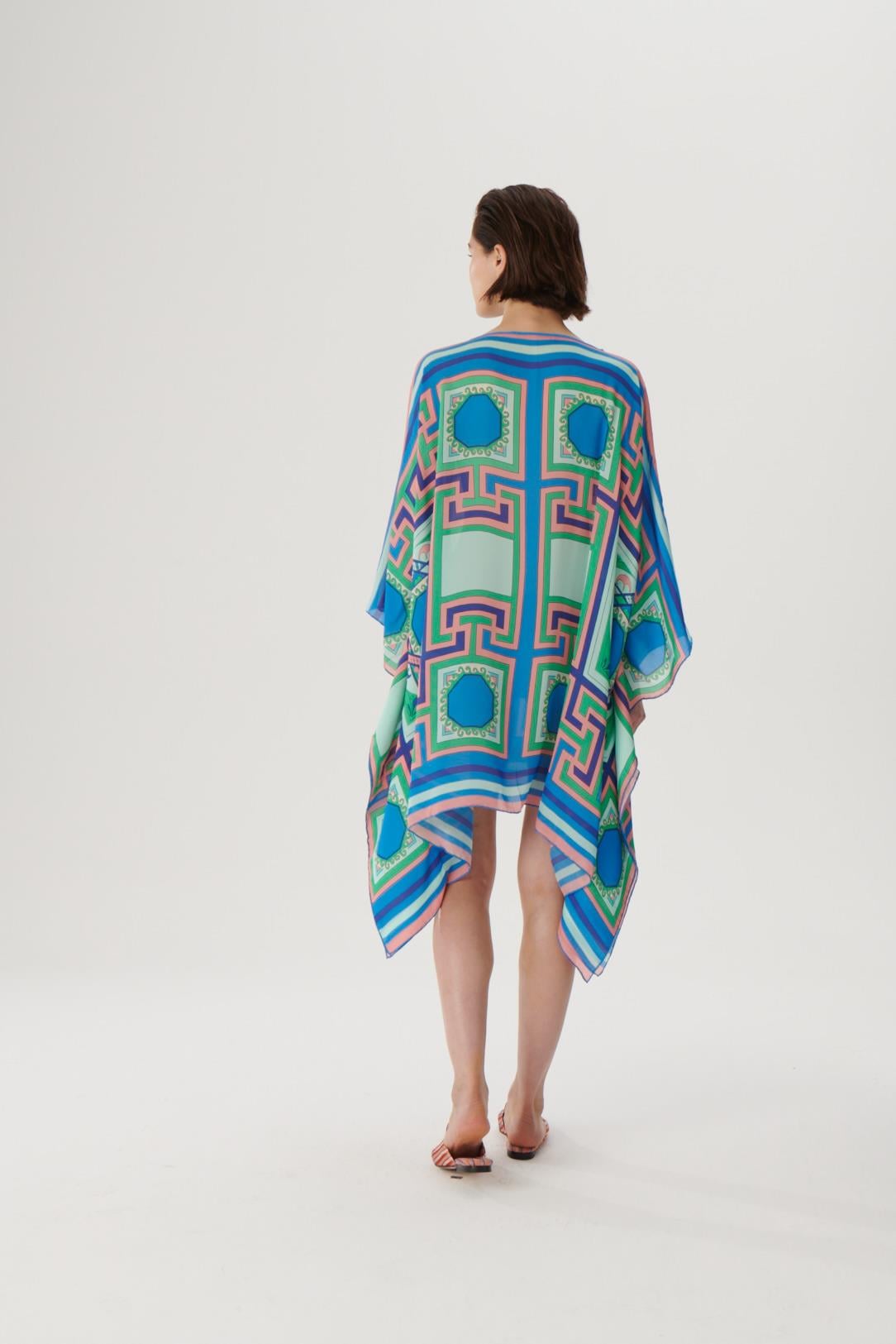 KutniaMavi Desenli İpek Kimono