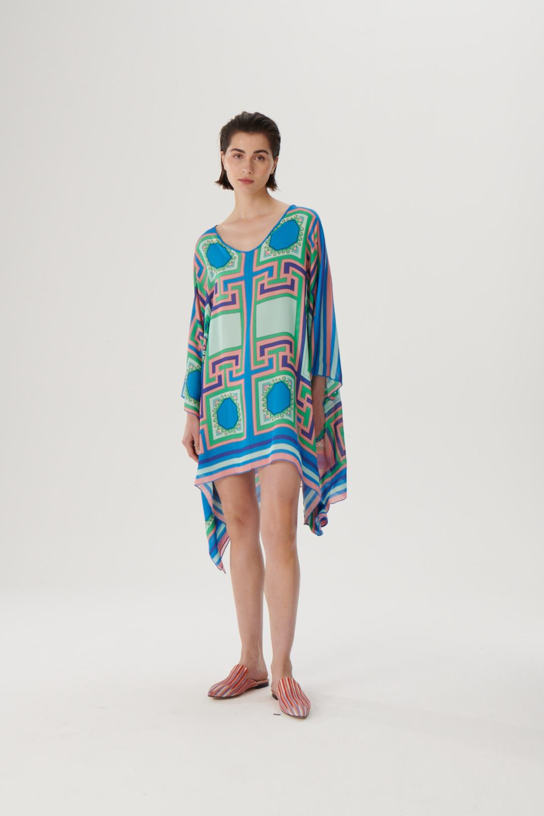 KutniaMavi Desenli İpek Kimono