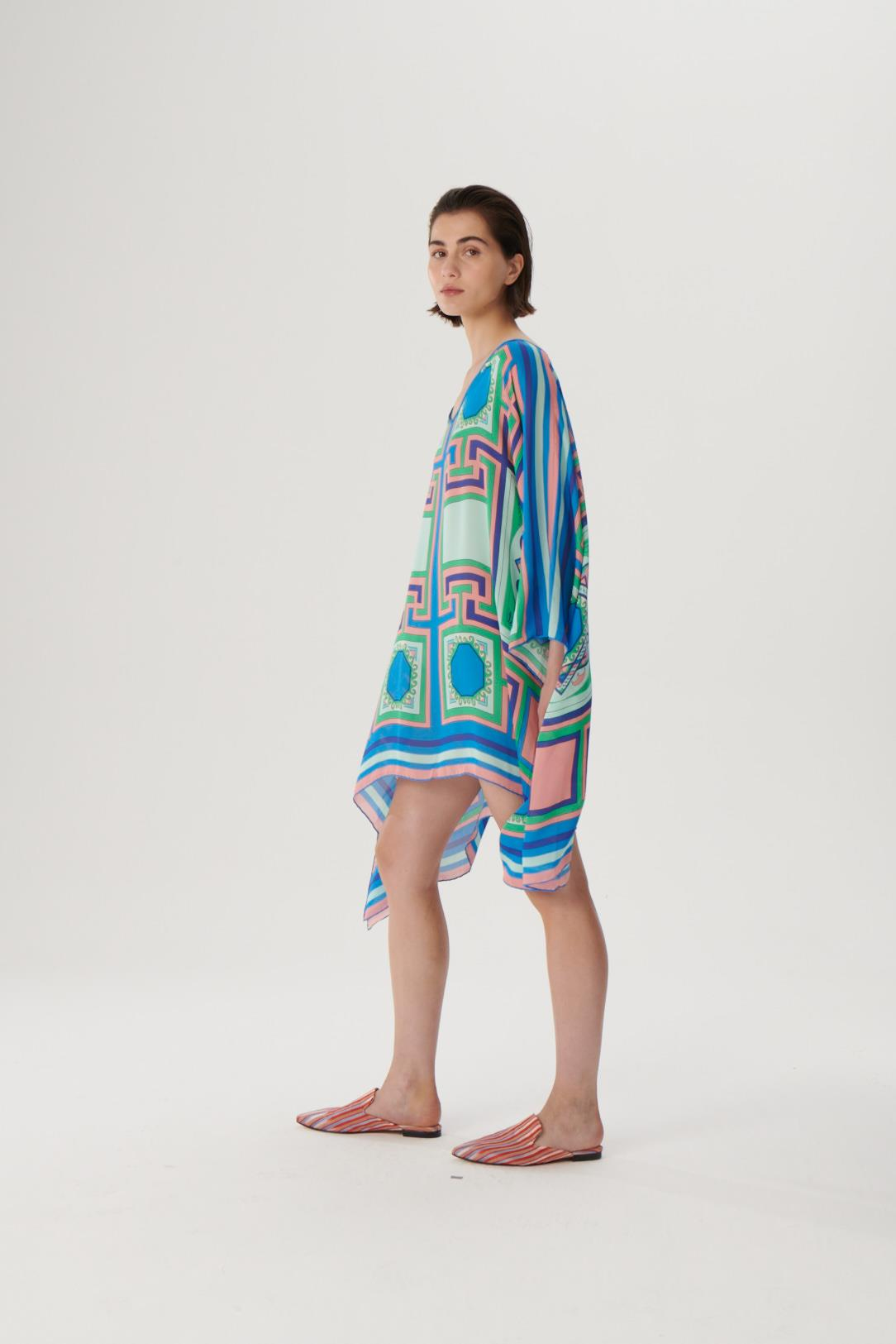 KutniaMavi Desenli İpek Kimono