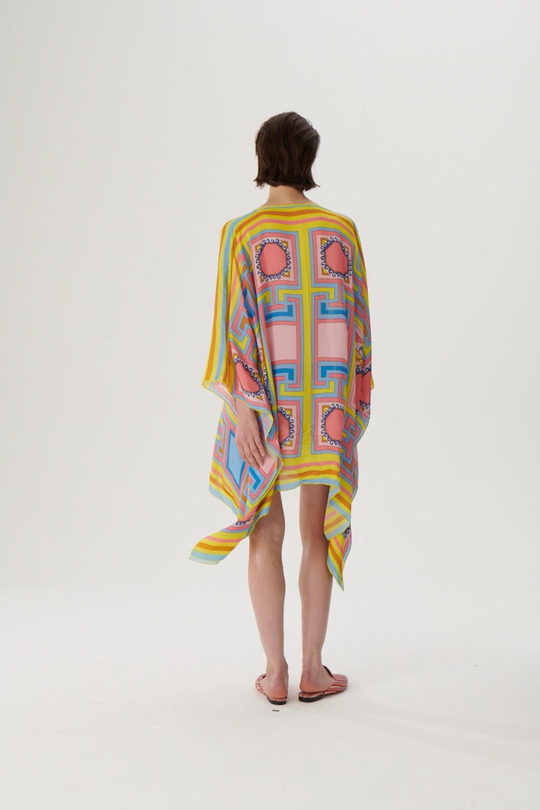 KutniaSarı Desenli İpek Kimono