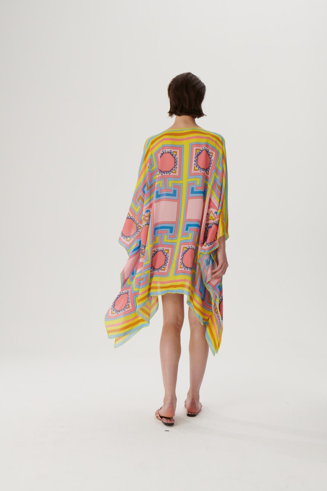 KutniaSarı Desenli İpek Kimono