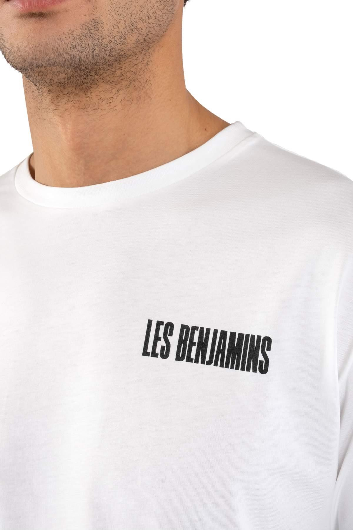 Les BenjaminsArkası Desenli Beyaz Bisiklet Yaka T-shirt