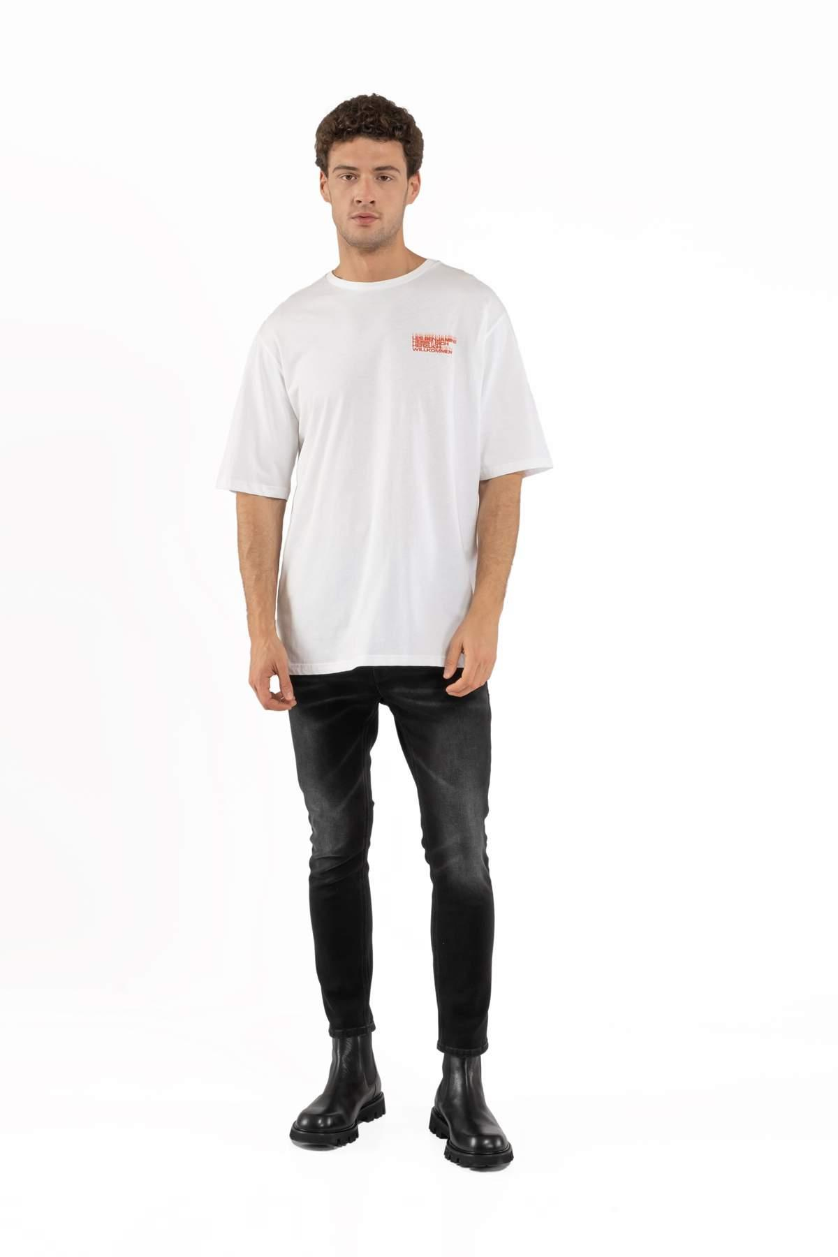Les BenjaminsBeyaz Bisiklet Yaka Oversize T-shirt