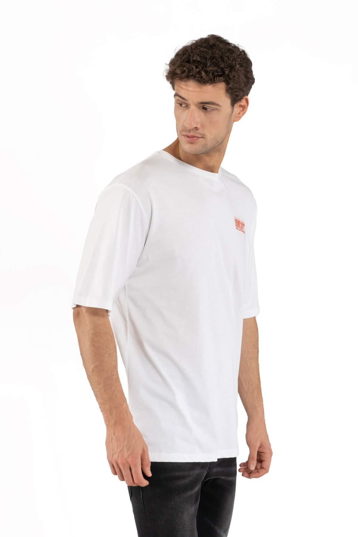 Les BenjaminsBeyaz Bisiklet Yaka Oversize T-shirt