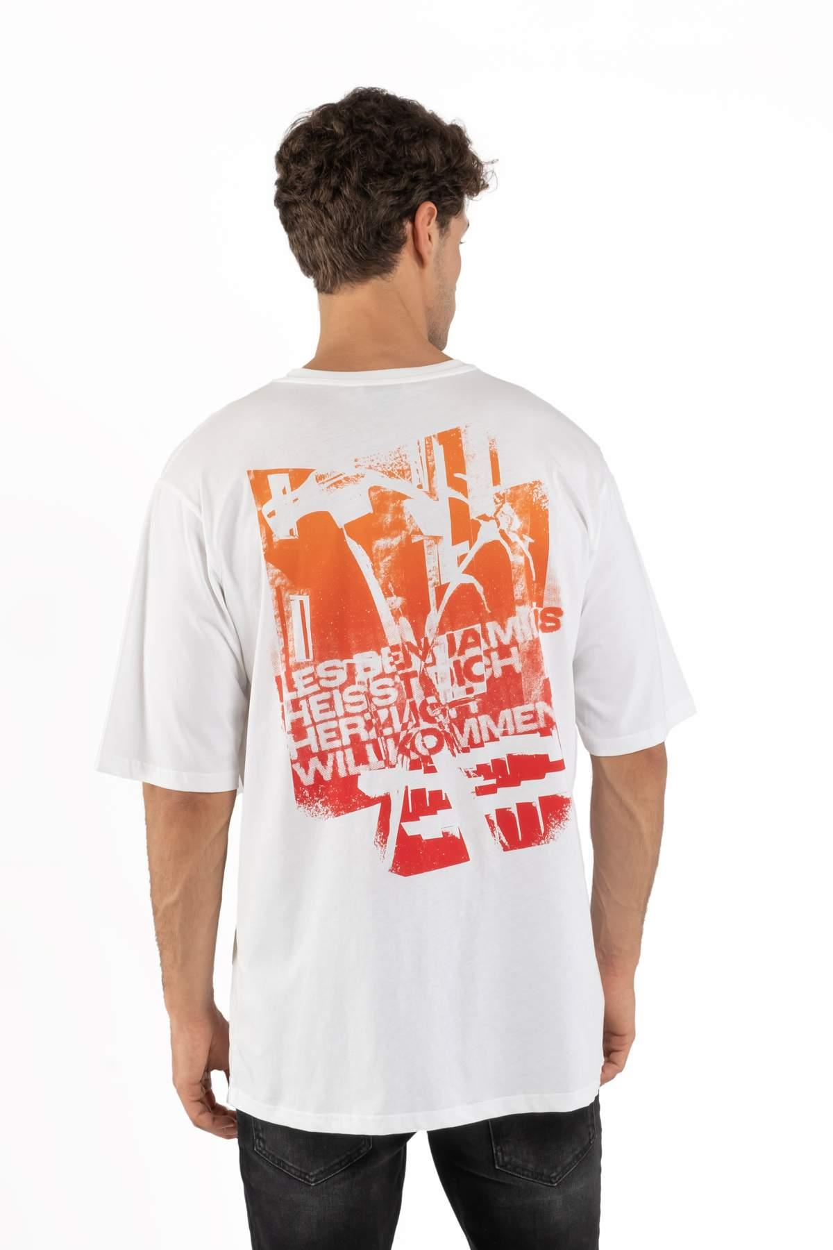 Les BenjaminsBeyaz Bisiklet Yaka Oversize T-shirt