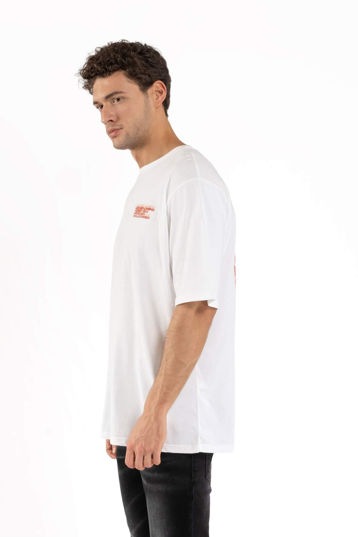 Les BenjaminsBeyaz Bisiklet Yaka Oversize T-shirt