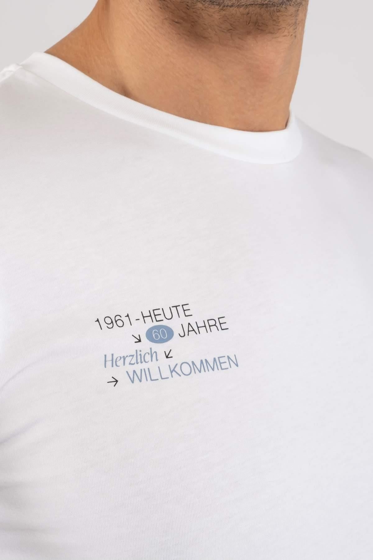 Les BenjaminsBeyaz V Yaka Logo Baskılı T-shirt