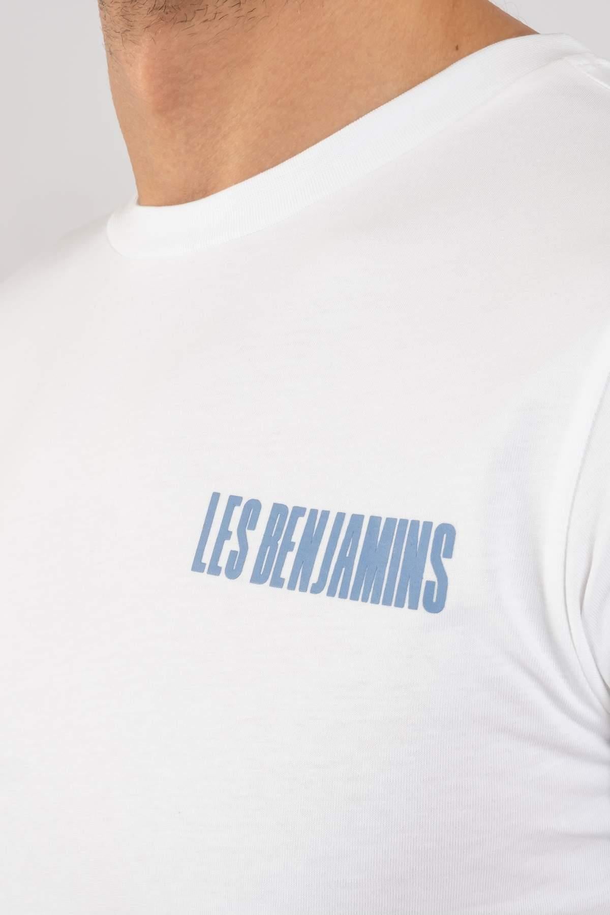 Les BenjaminsBeyaz V Yaka Logo Baskılı T-shirt