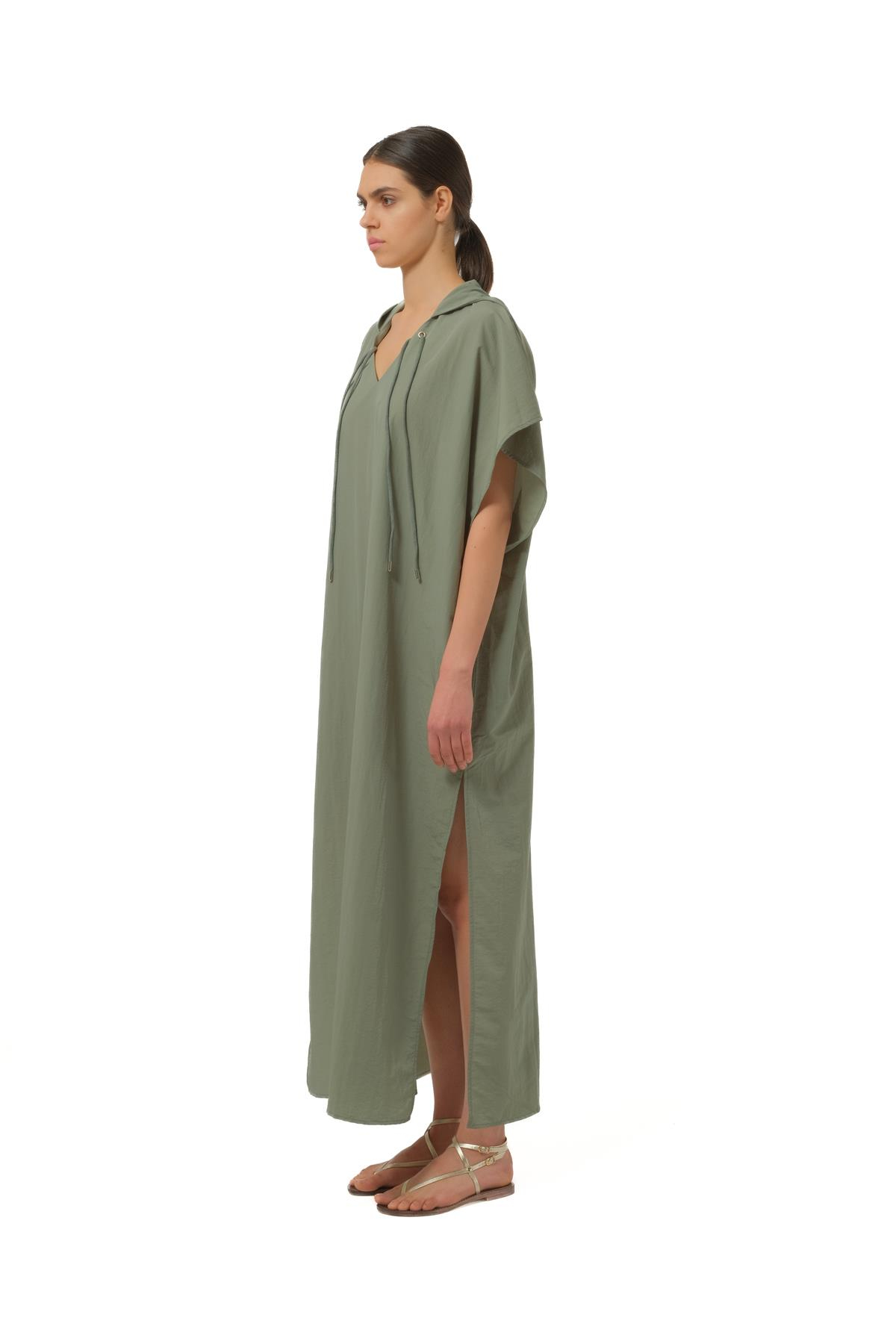 Les BenjaminsHaki Kapüşonlu Oversize Elbise