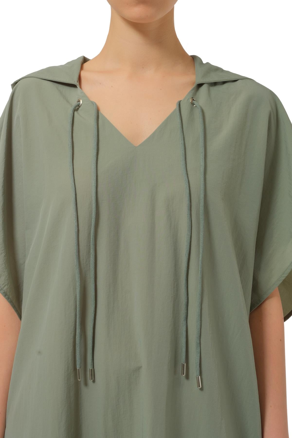 Les BenjaminsHaki Kapüşonlu Oversize Elbise