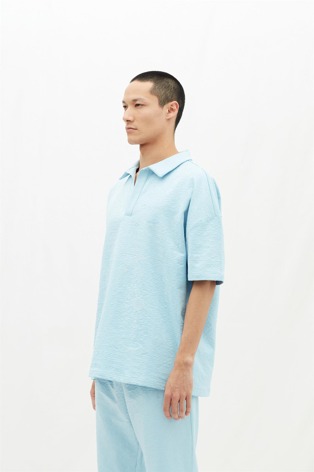 Les BenjaminsJakarlı Mavi Polo Yaka T-shirt