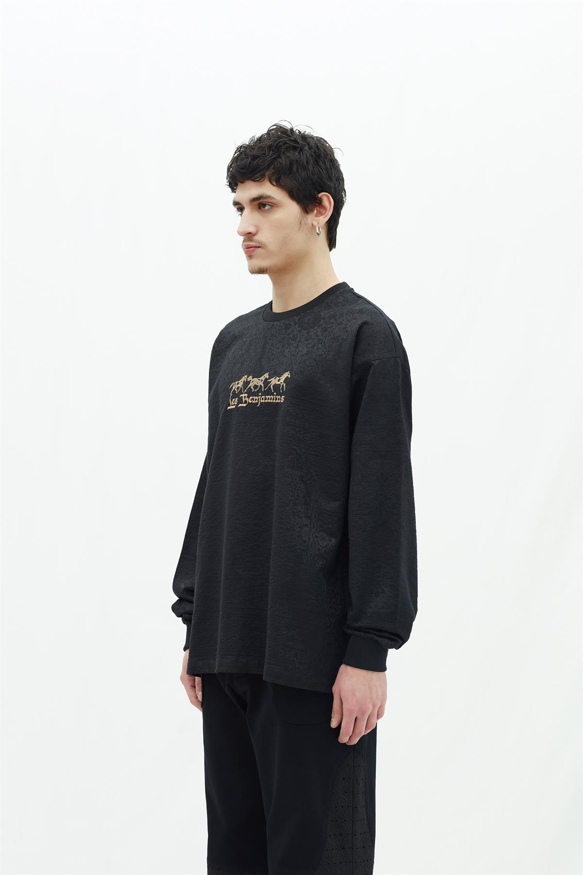 Les BenjaminsJakarlı Siyah Sweatshirt