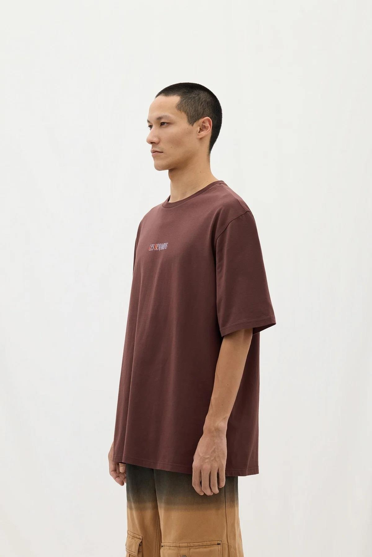 Les BenjaminsLogo Detay Bordo Oversize Erkek T-shirt