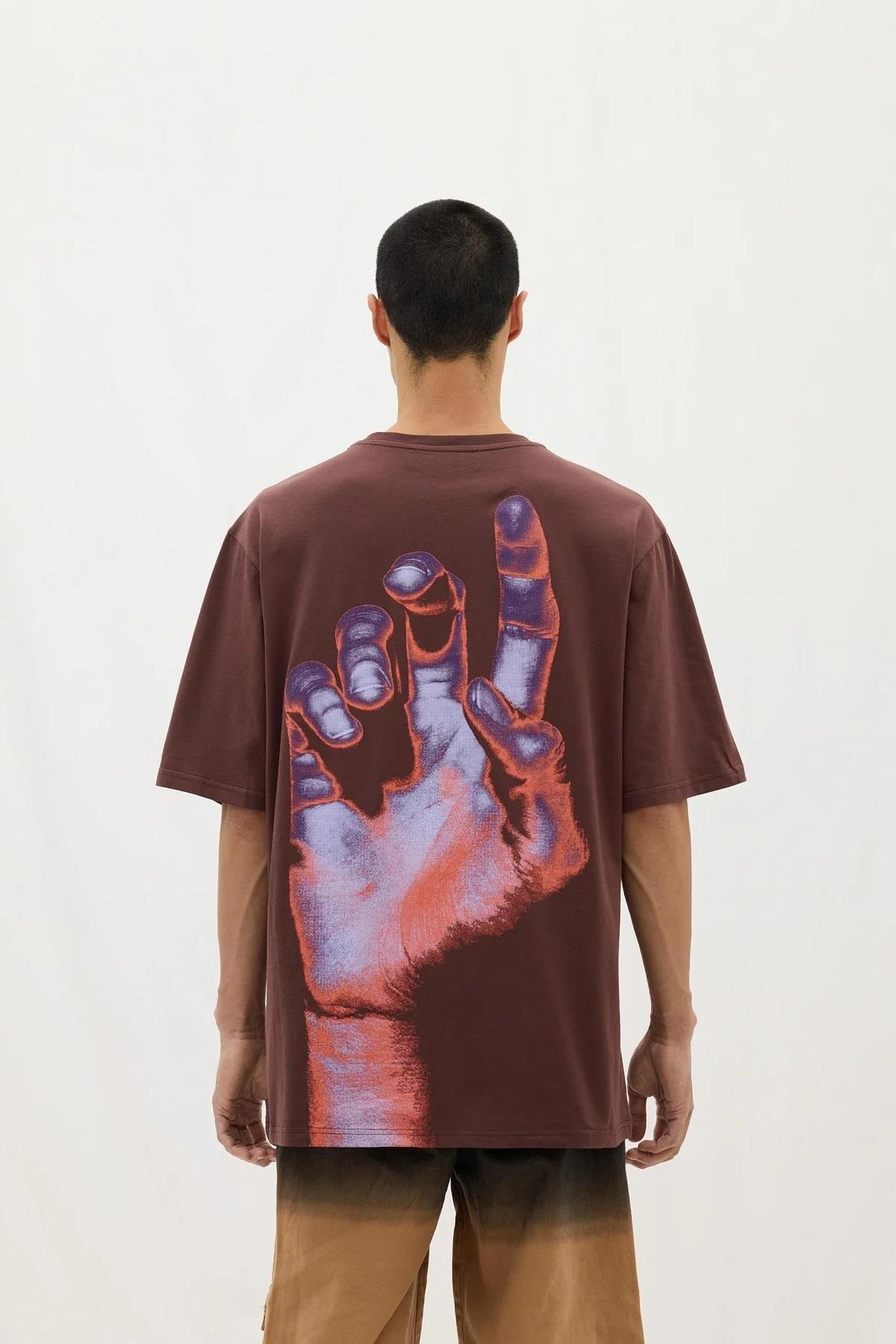 Les BenjaminsLogo Detay Bordo Oversize Erkek T-shirt