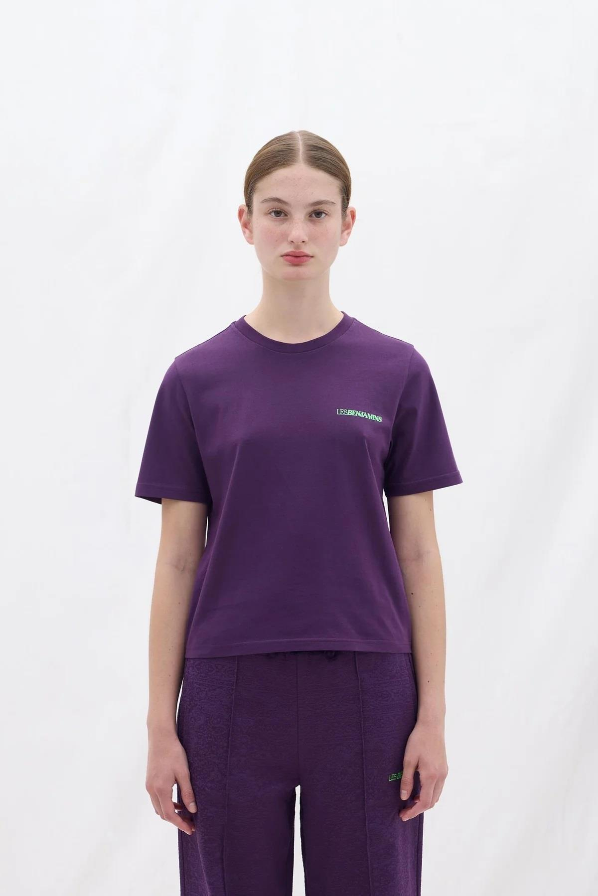 Les BenjaminsLogo Detay Mor T-shirt
