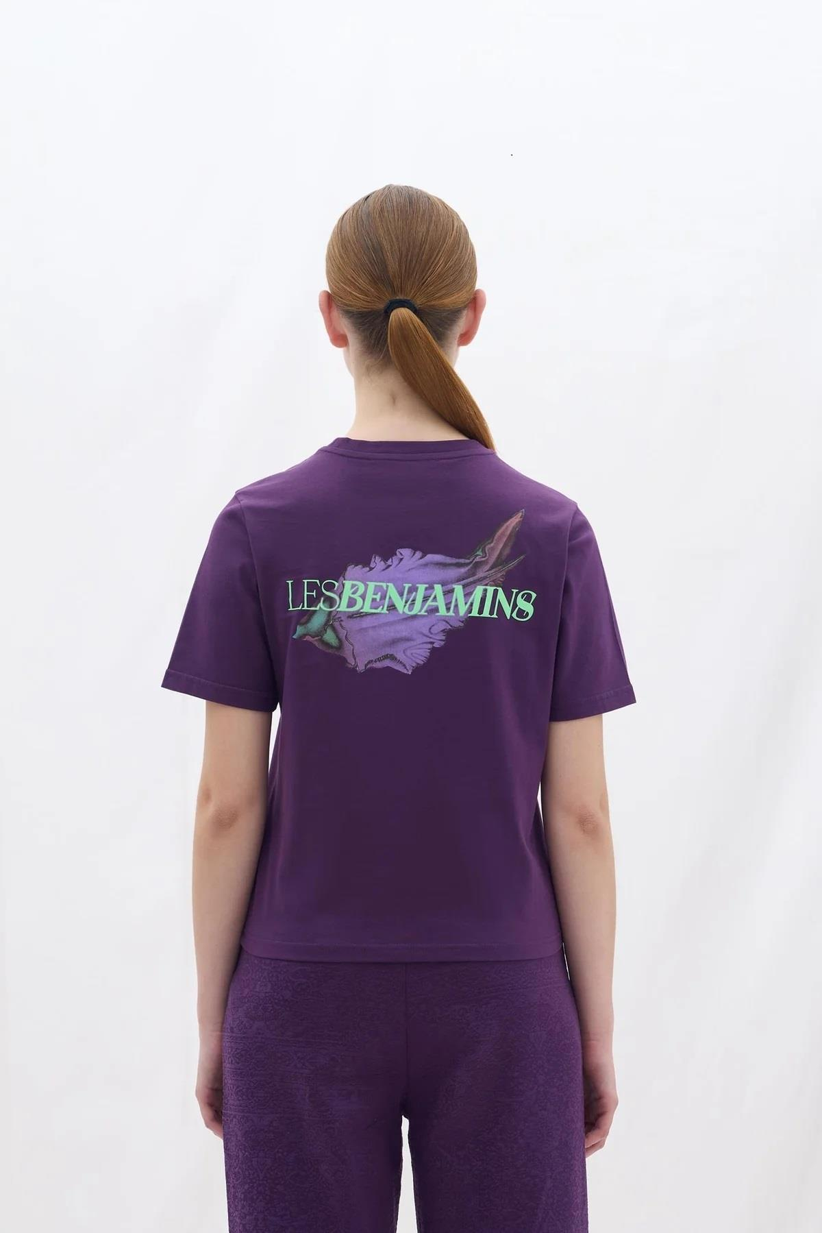 Les BenjaminsLogo Detay Mor T-shirt