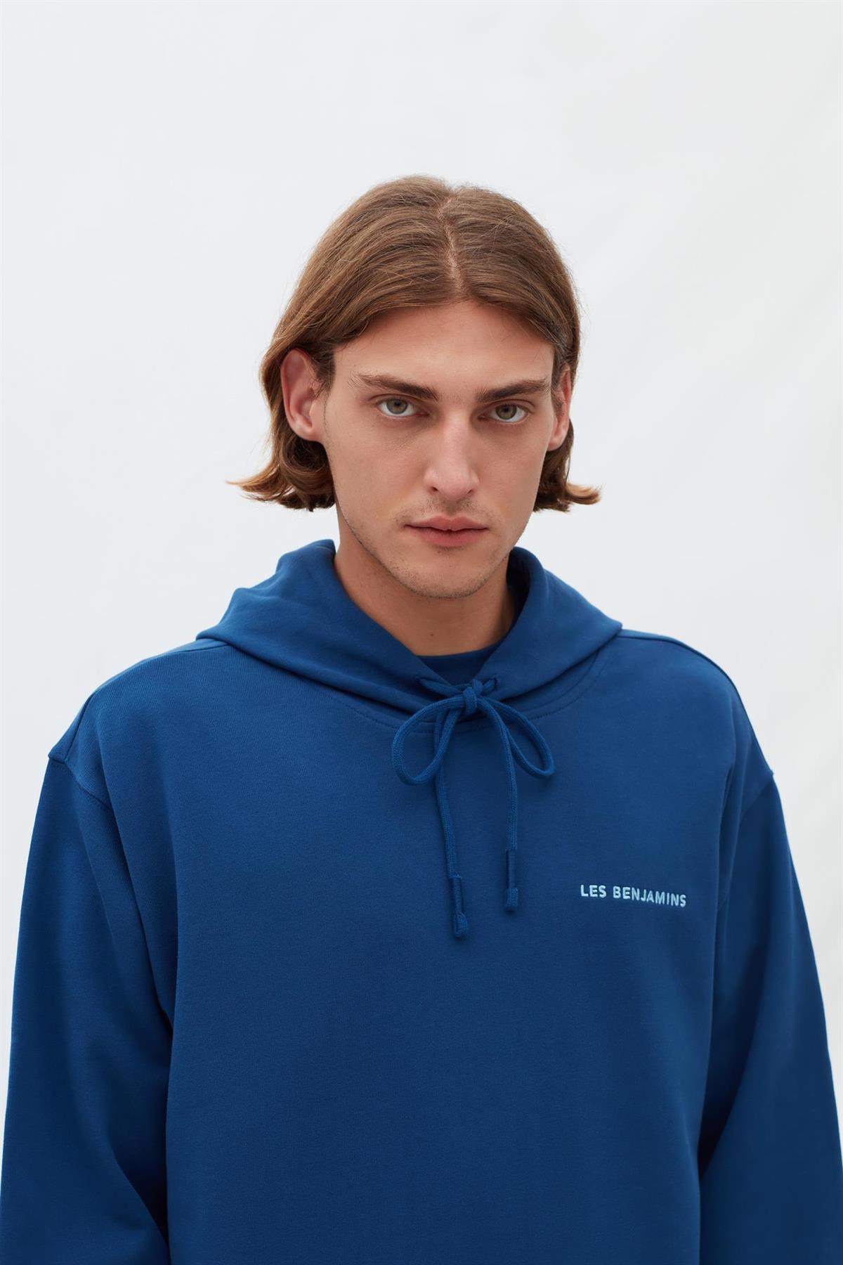 Les BenjaminsMavi Kapüşonlu Erkek Sweatshirt