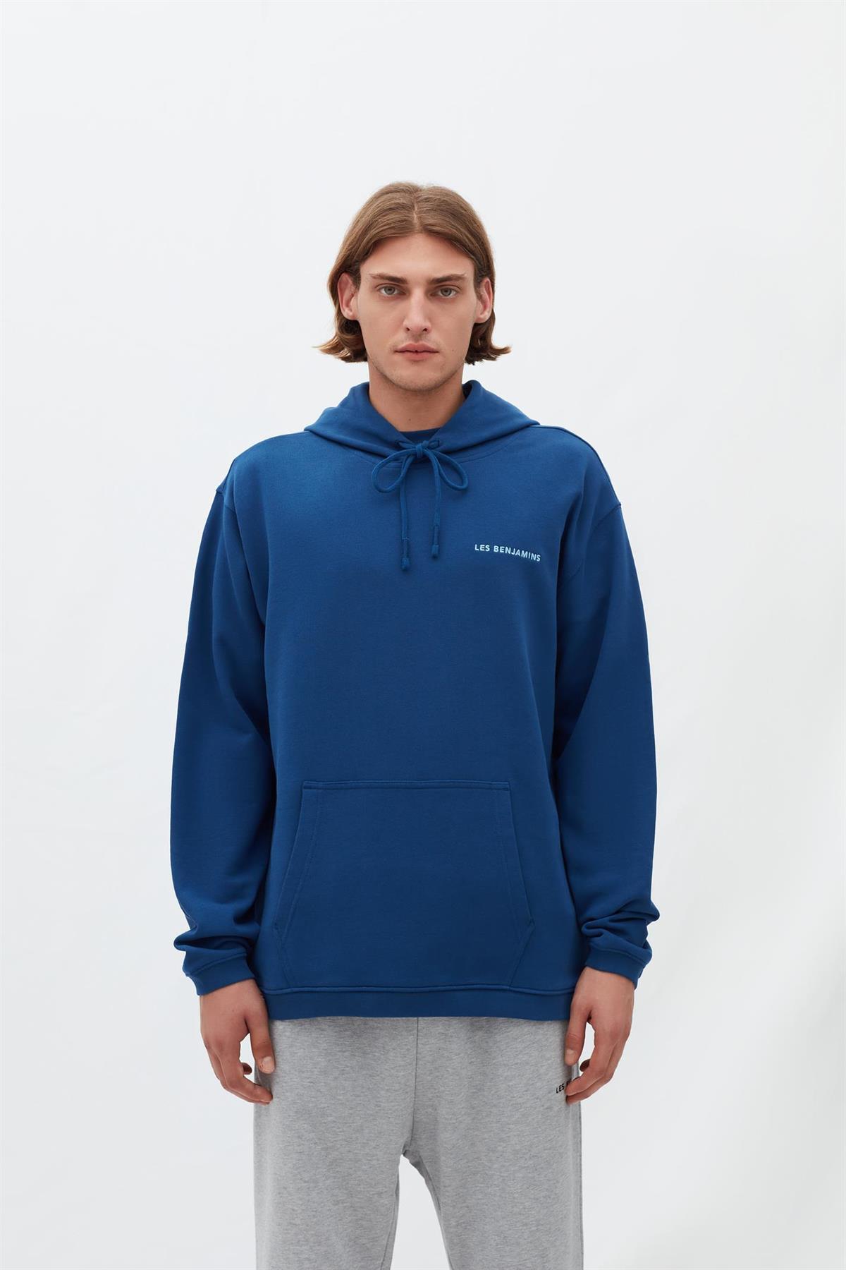 Les BenjaminsMavi Kapüşonlu Erkek Sweatshirt