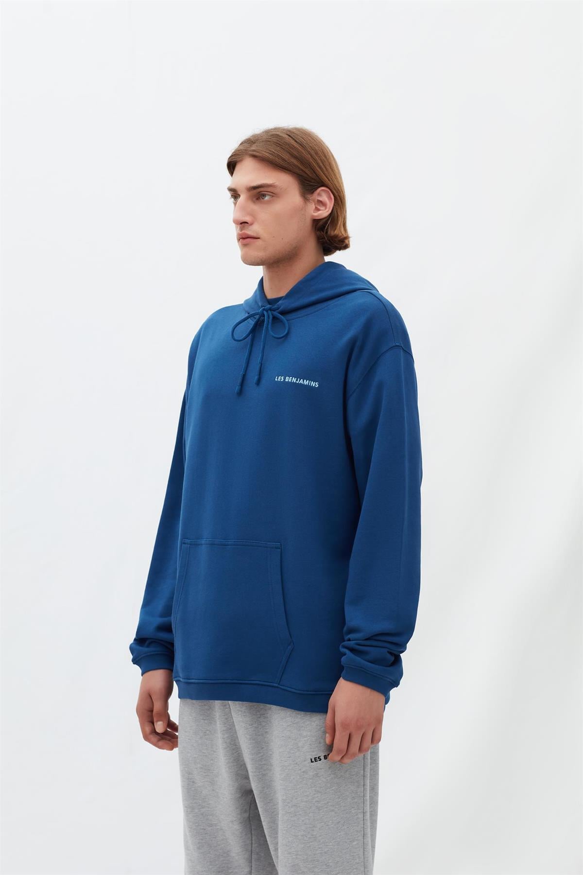 Les BenjaminsMavi Kapüşonlu Erkek Sweatshirt