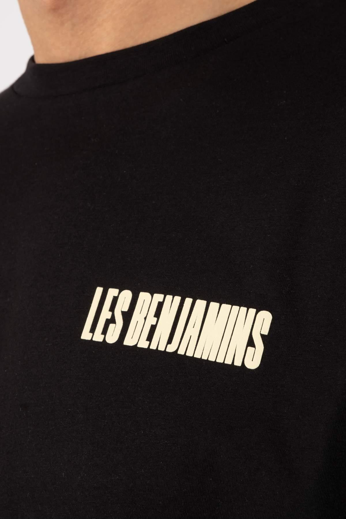 Les BenjaminsSiyah Bisiklet Yaka Logo Baskı Oversize T-shirt