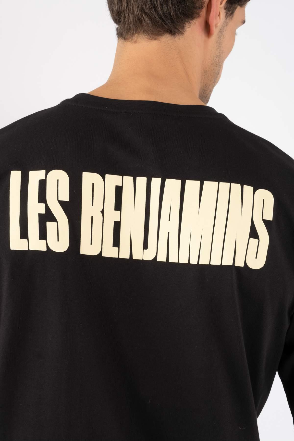 Les BenjaminsSiyah Bisiklet Yaka Logo Baskı Oversize T-shirt