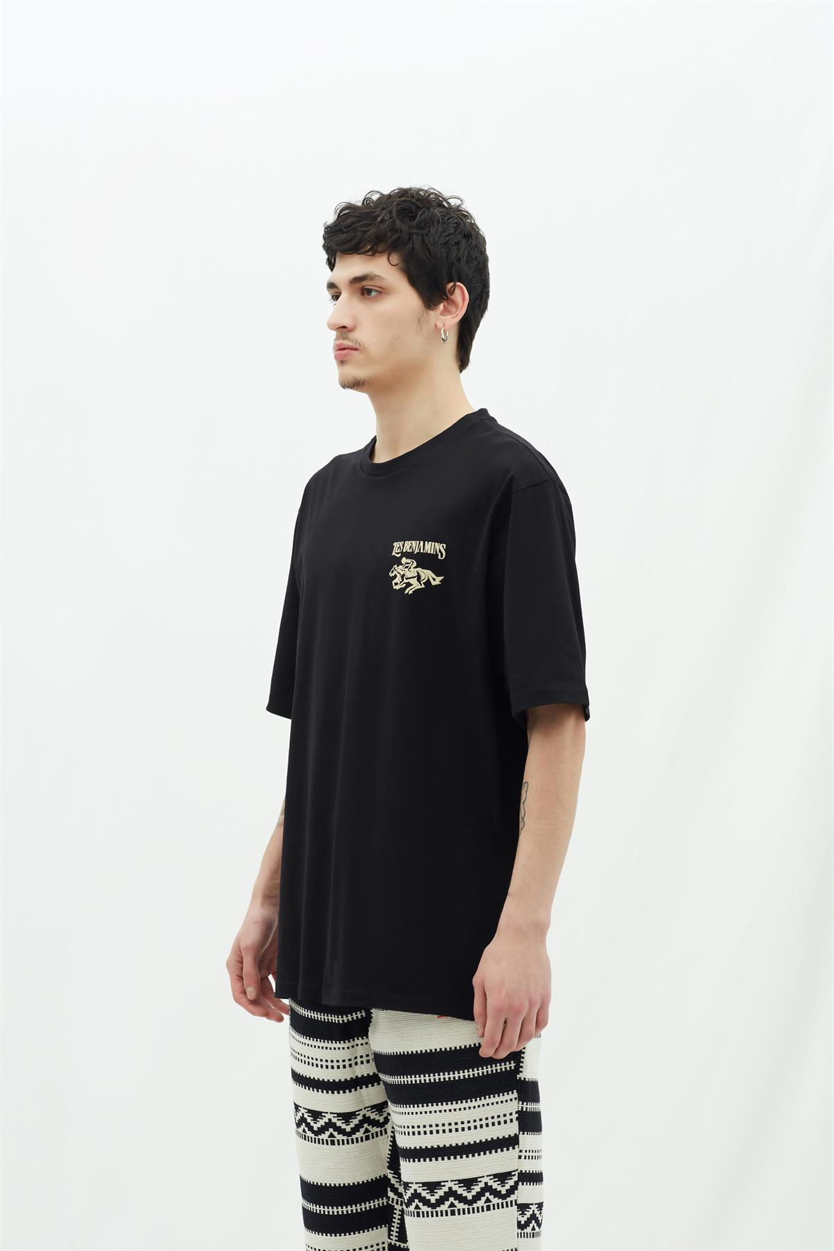 Les BenjaminsSiyah Oversize Erkek T-shirt