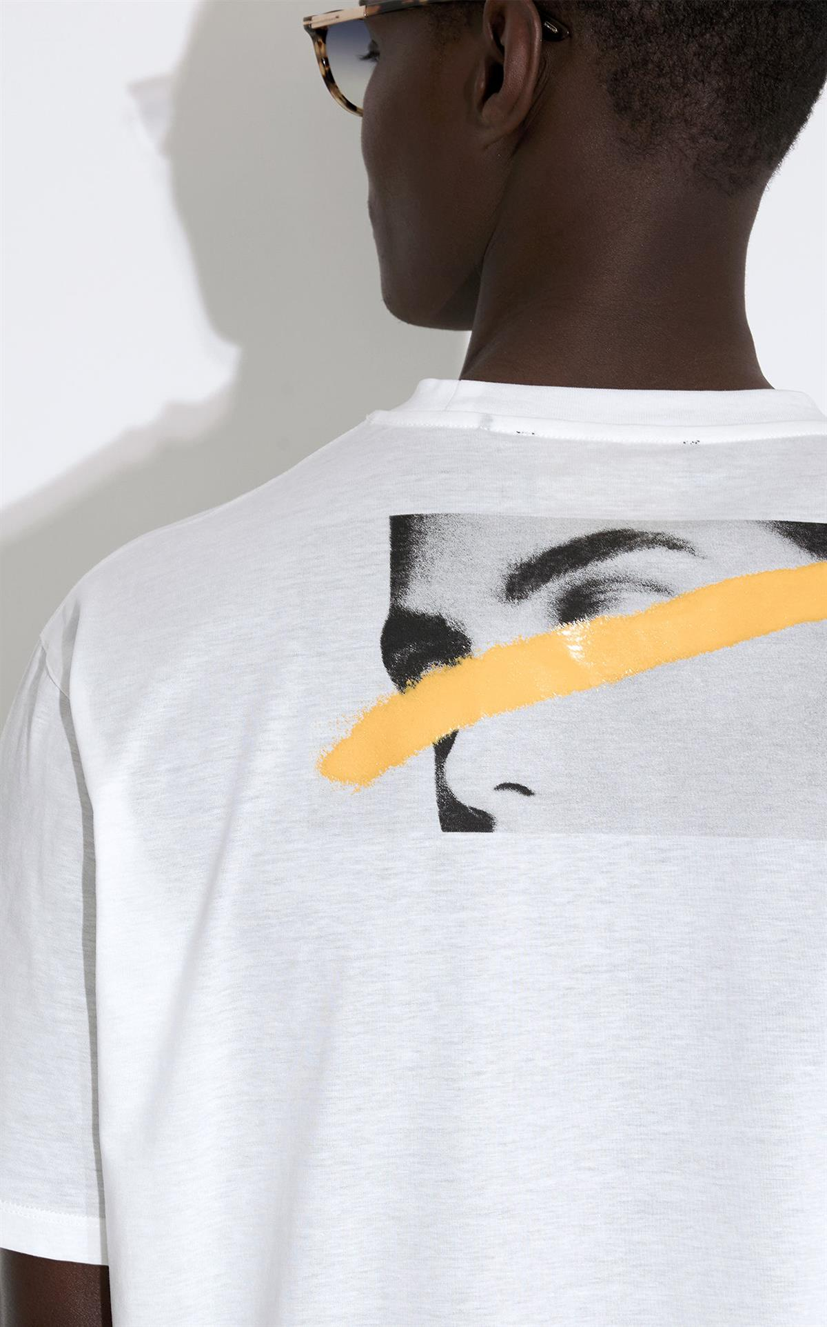 LimitatoBaskılı Beyaz Bisiklet Yaka T-shirt