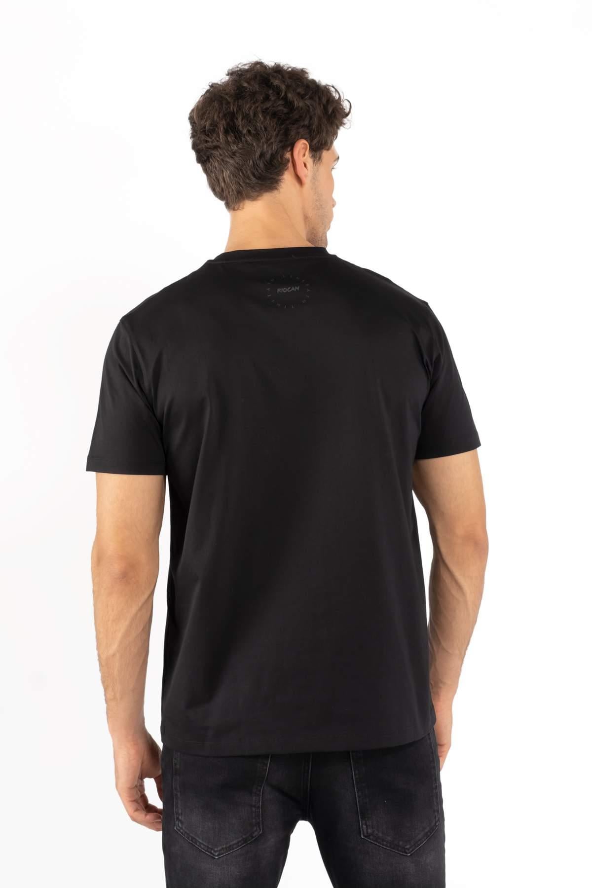 LimitatoSiyah Baskılı Bisiklet Yaka T-shirt