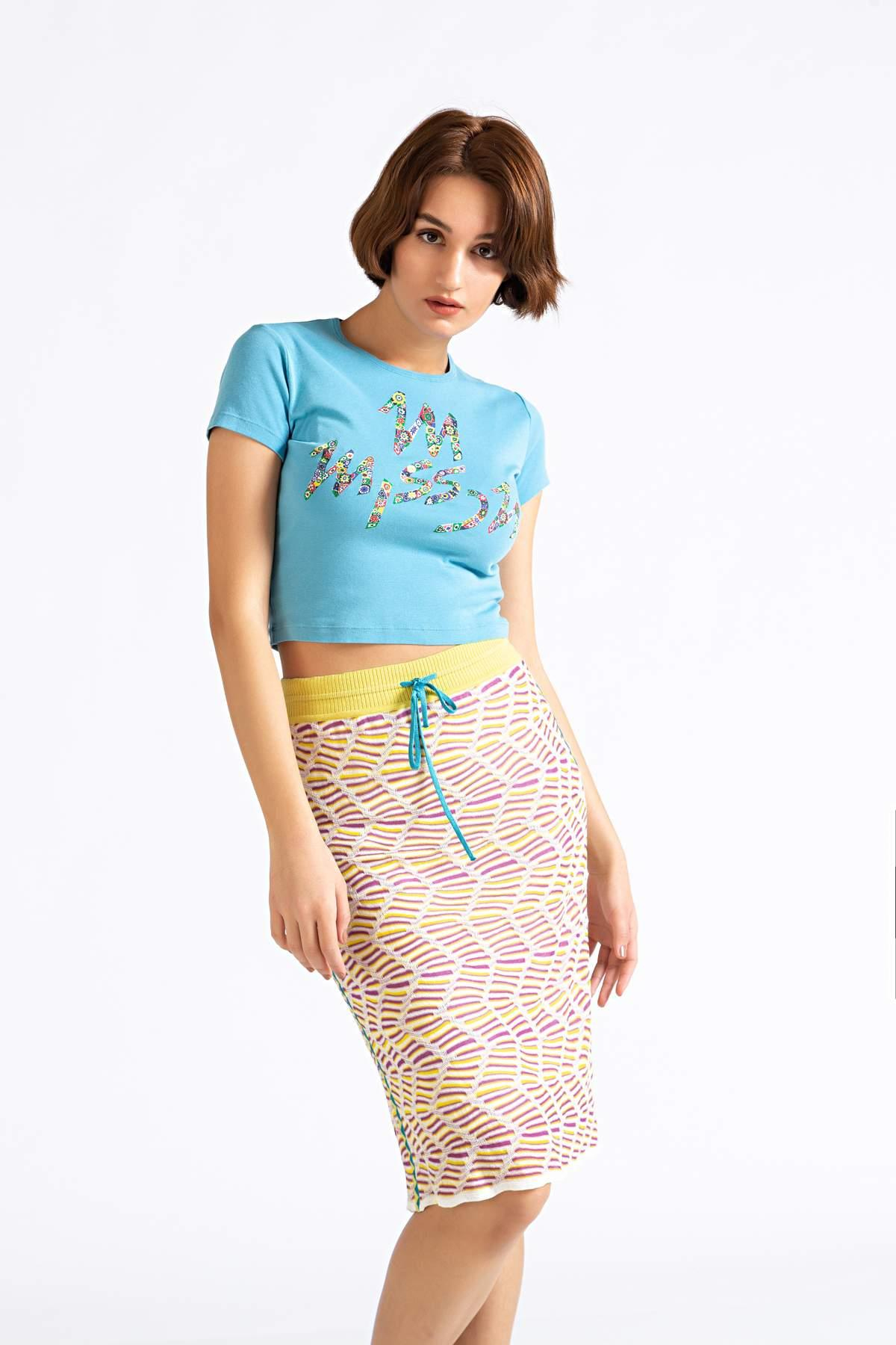 M MissoniM MISSONI Sıfır Yaka Kısa T-Shirt
