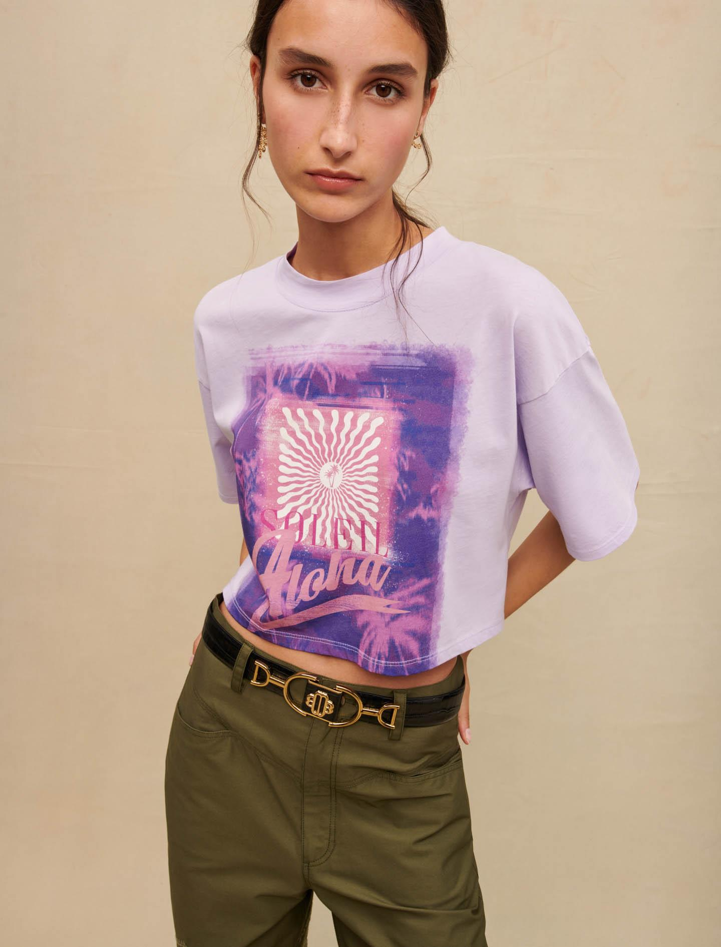 MajeAloha Slogan Crop T-shirt