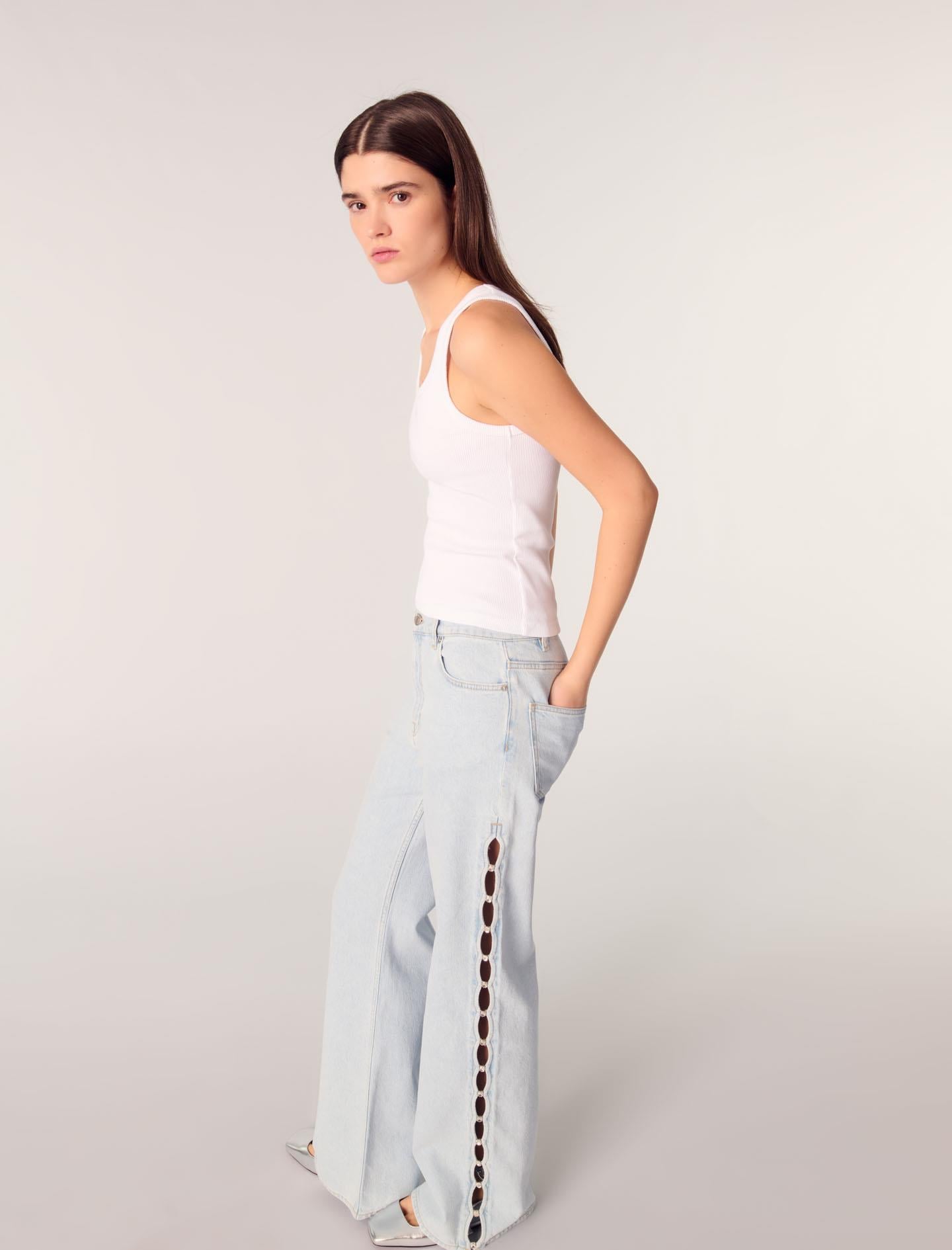 MajeCut Out Taş Detaylı Jean Pantolon