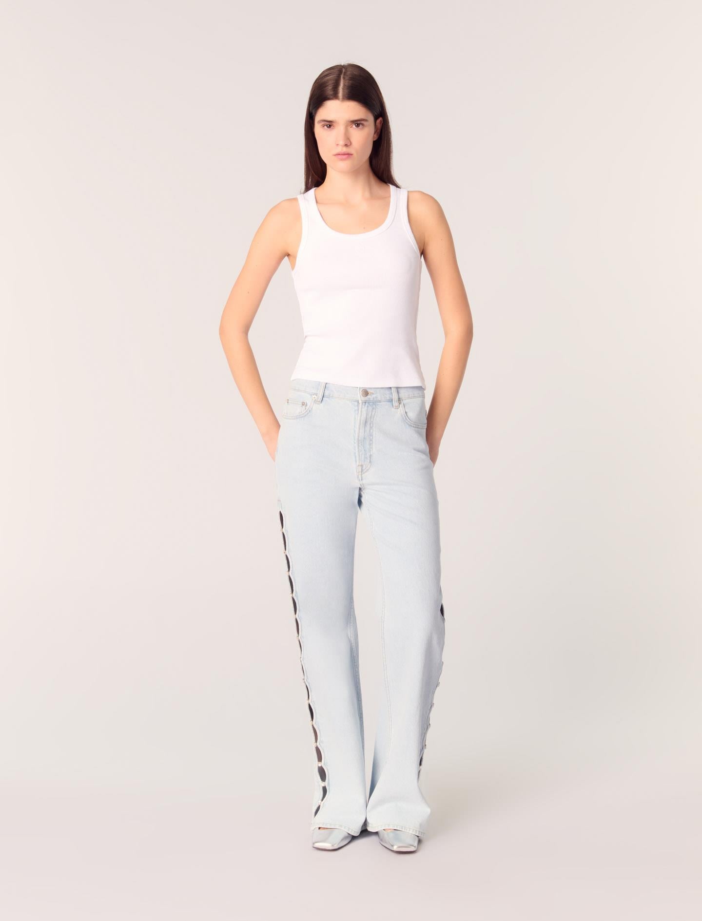 MajeCut Out Taş Detaylı Jean Pantolon