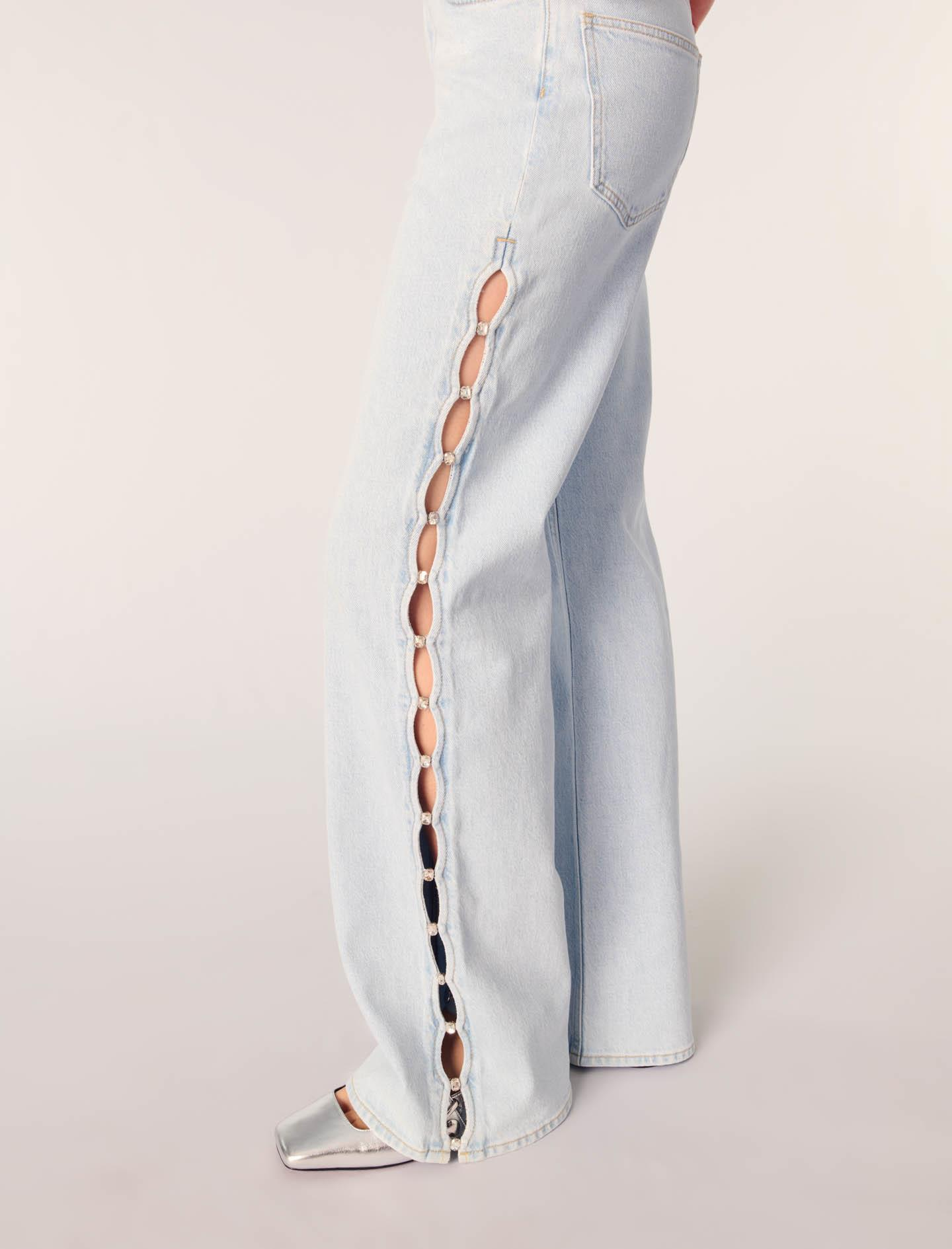 MajeCut Out Taş Detaylı Jean Pantolon