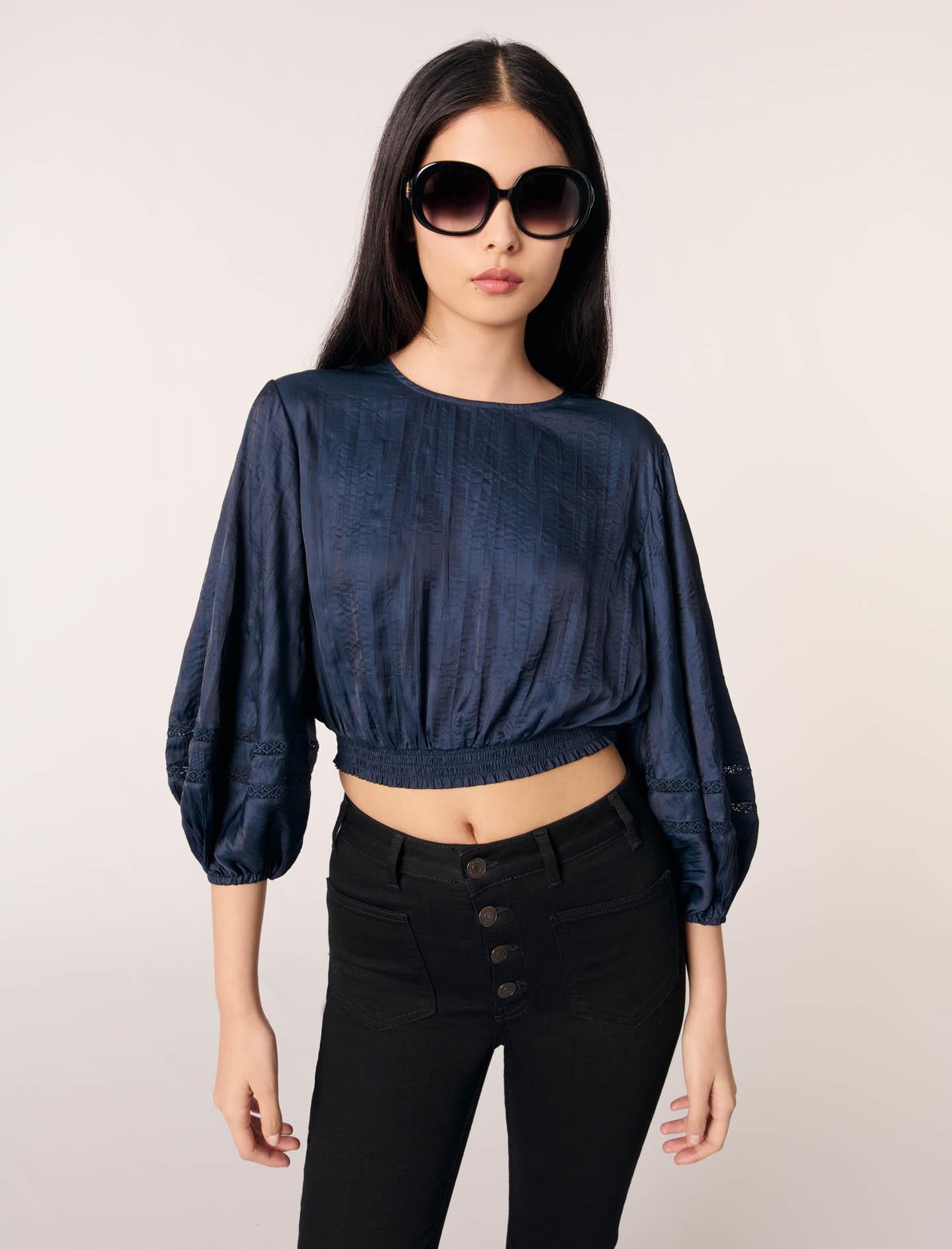 MajeDelik işi geçişli crop bluz