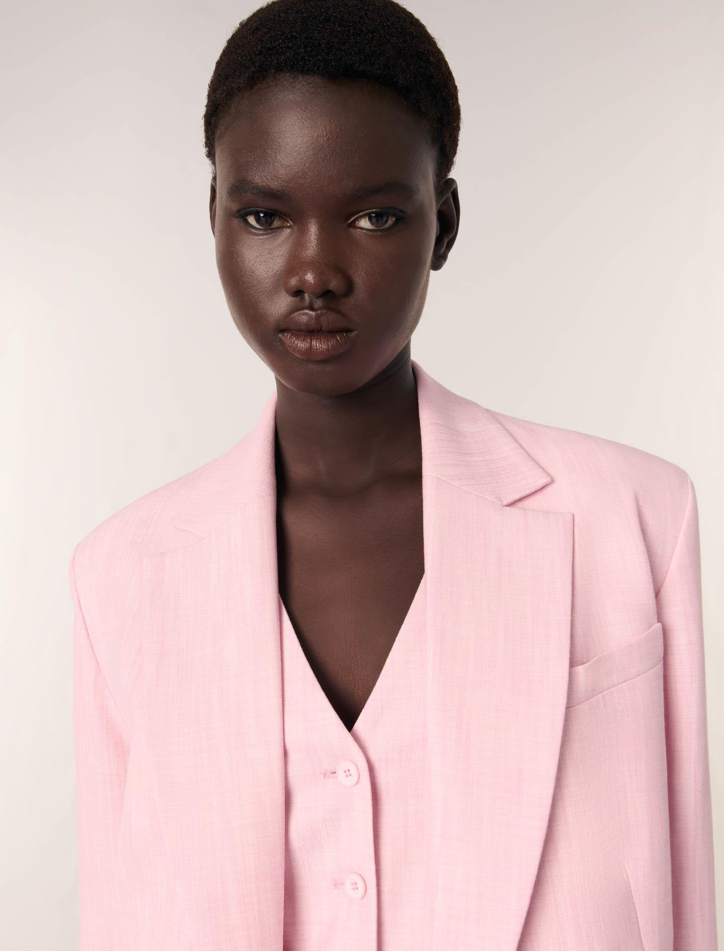 MajeDüz Kesim Düğmeli Pembe Blazer Ceket