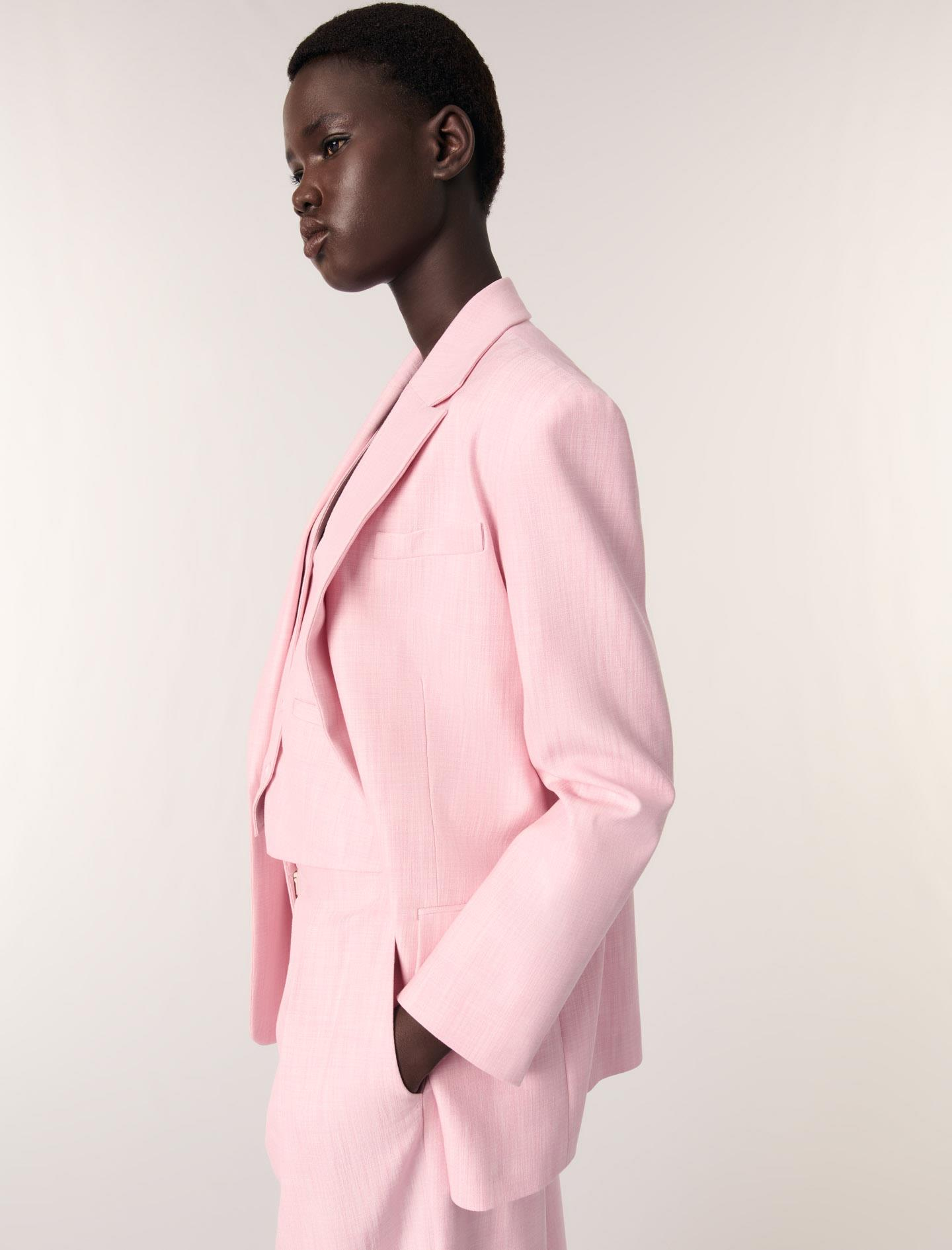 MajeDüz Kesim Düğmeli Pembe Blazer Ceket
