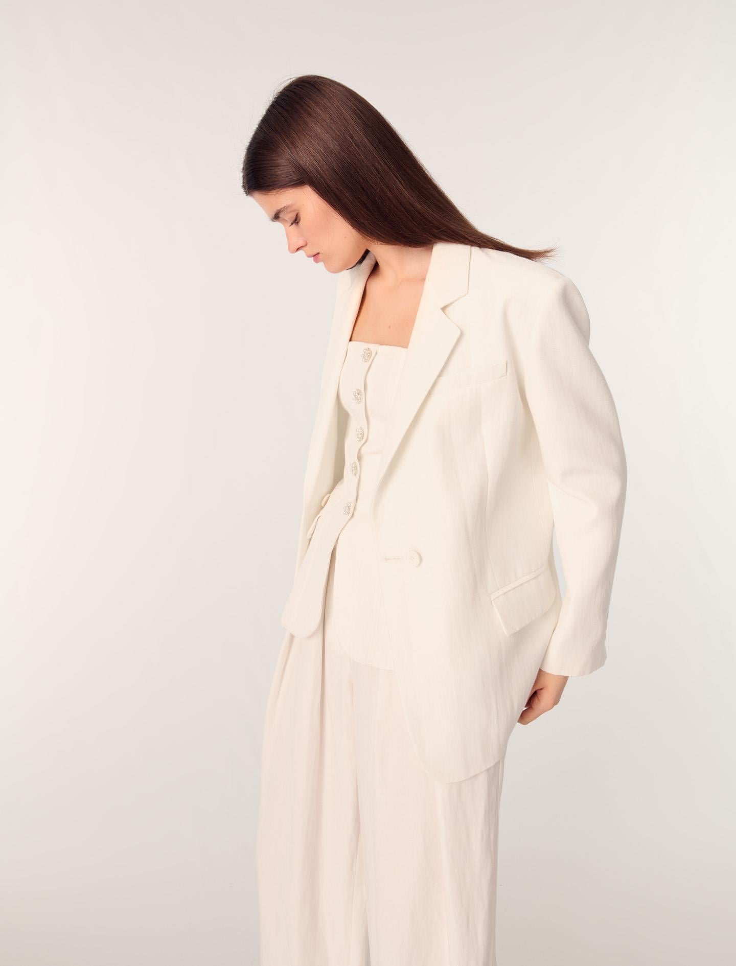 MajeDüz Kesim Keten Blazer