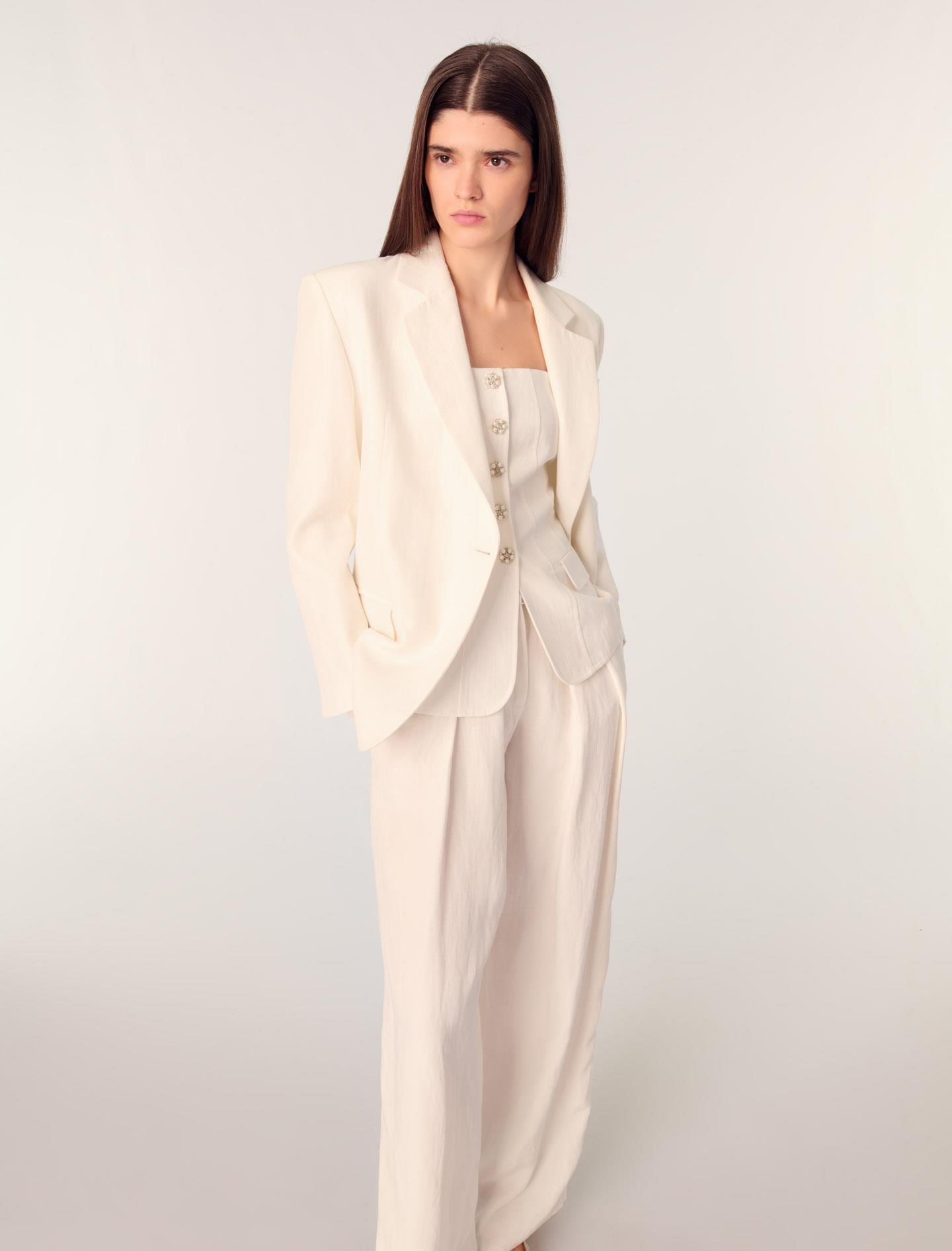 MajeDüz Kesim Keten Blazer