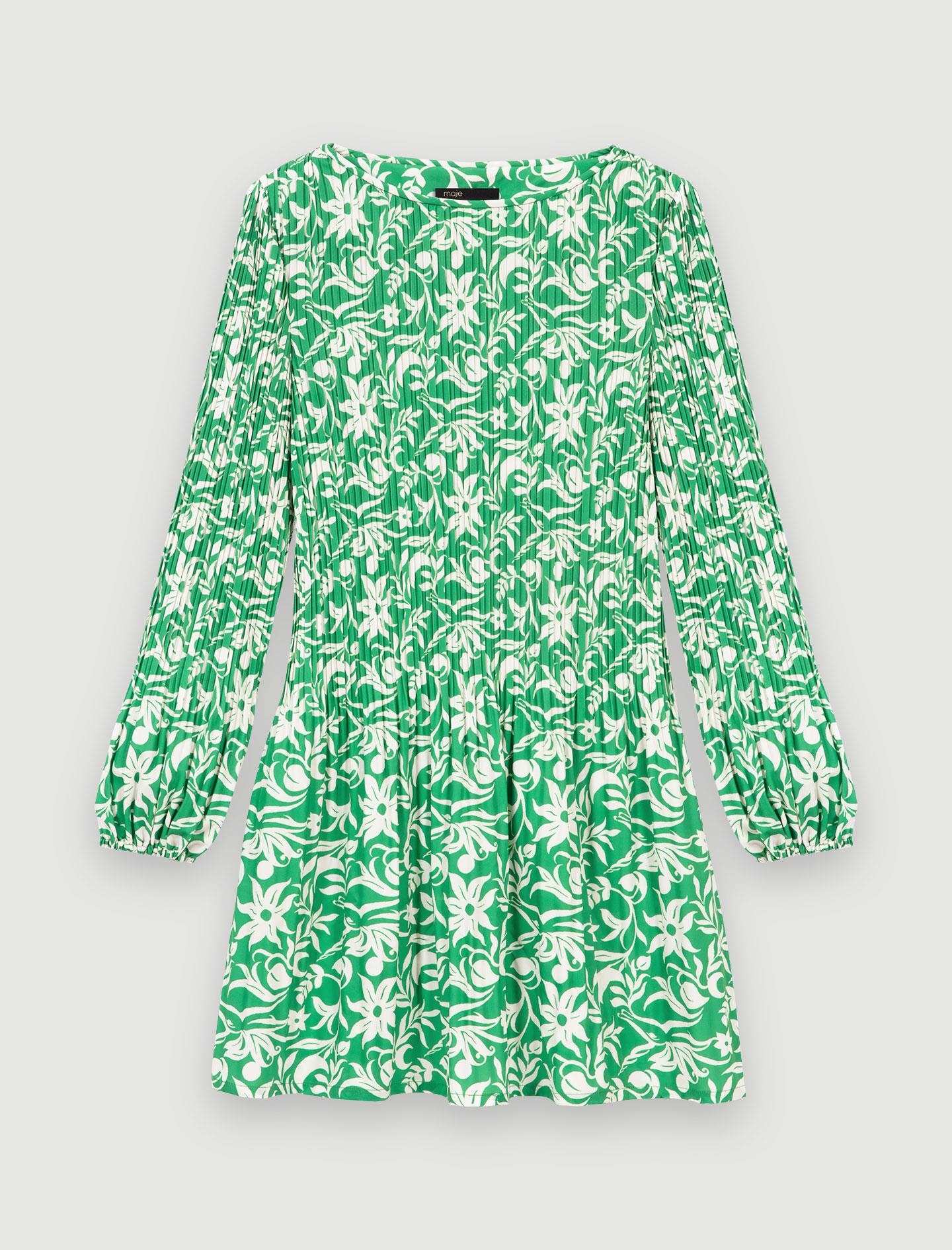MajeFloral Desen Pilise Mini Elbise