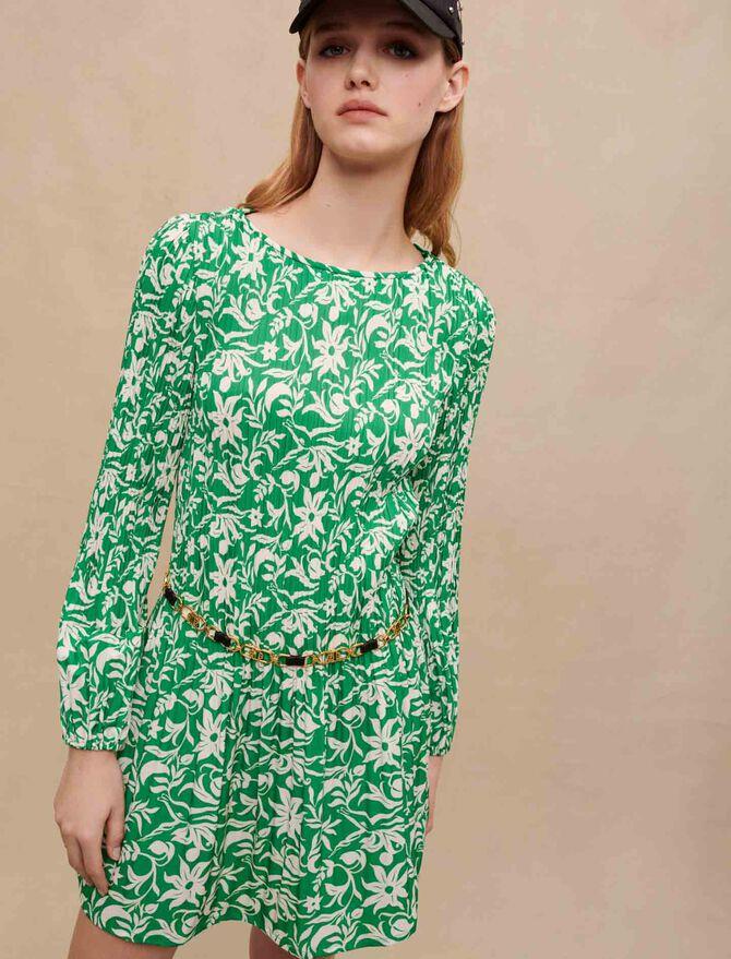 MajeFloral Desen Pilise Mini Elbise