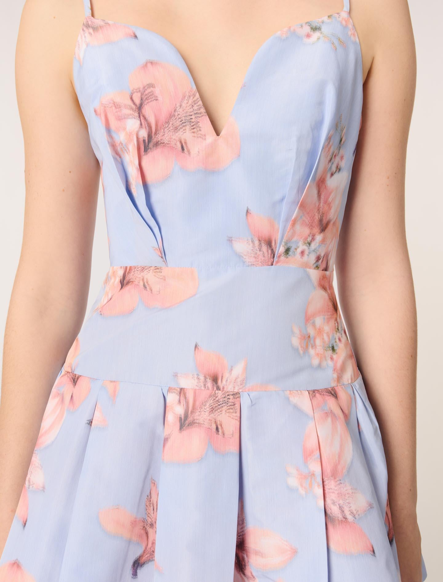 MajeKalp yaka floral desenli mini elbise