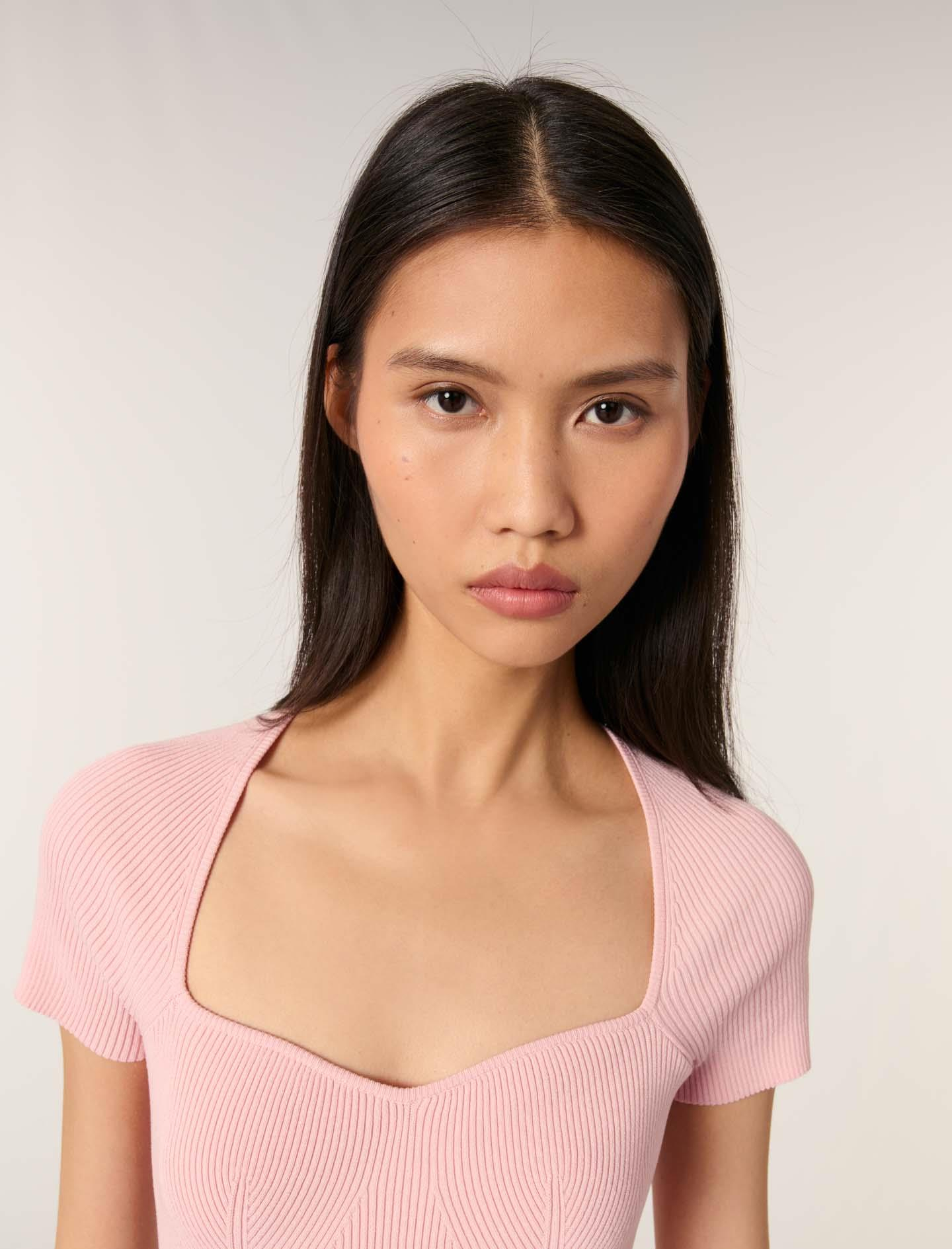 MajeKalp Yaka Pembe Triko Üst