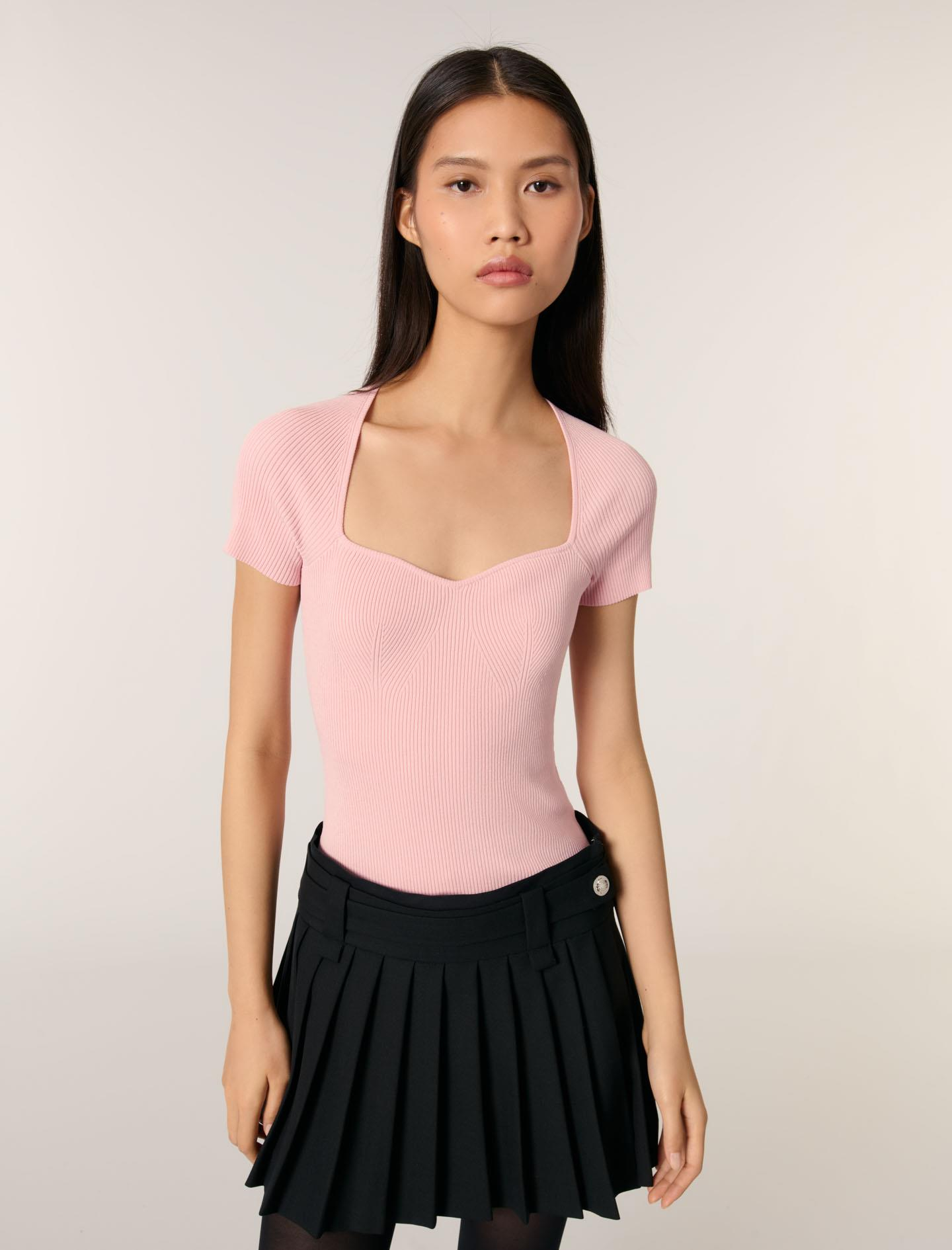 MajeKalp Yaka Pembe Triko Üst