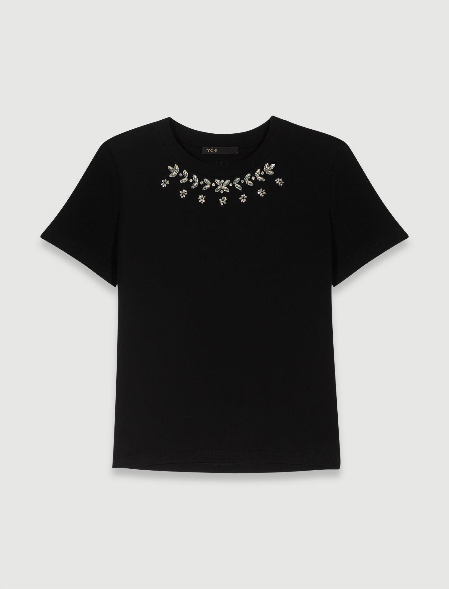 MajeTaş Yakalı Beyaz T-shirt
