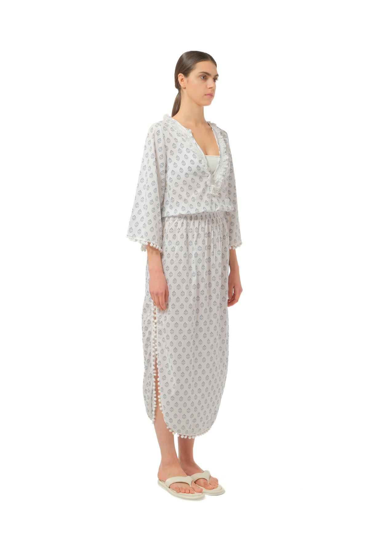 Melissa OdabashBeyaz Desenli Kaftan