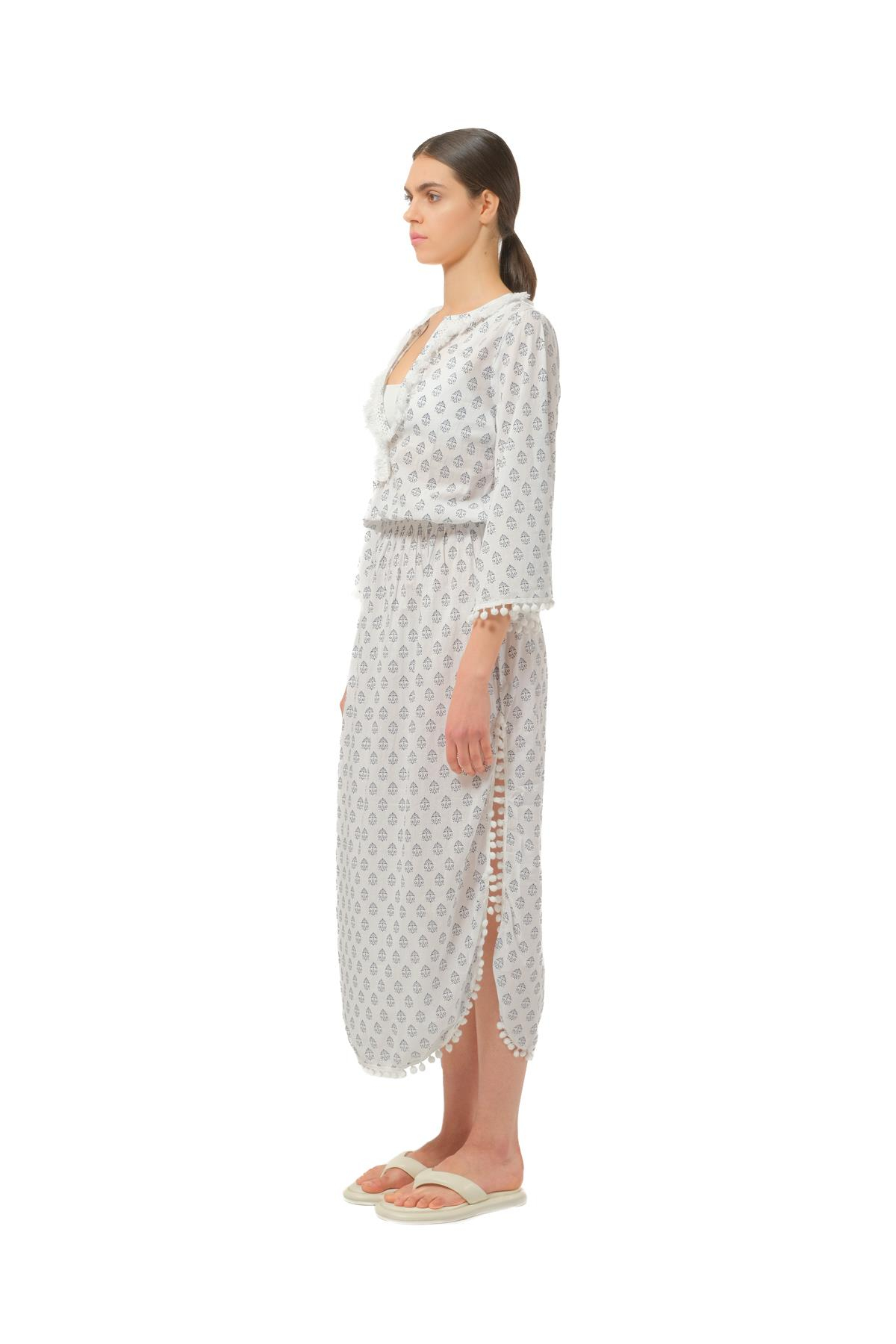 Melissa OdabashBeyaz Desenli Kaftan