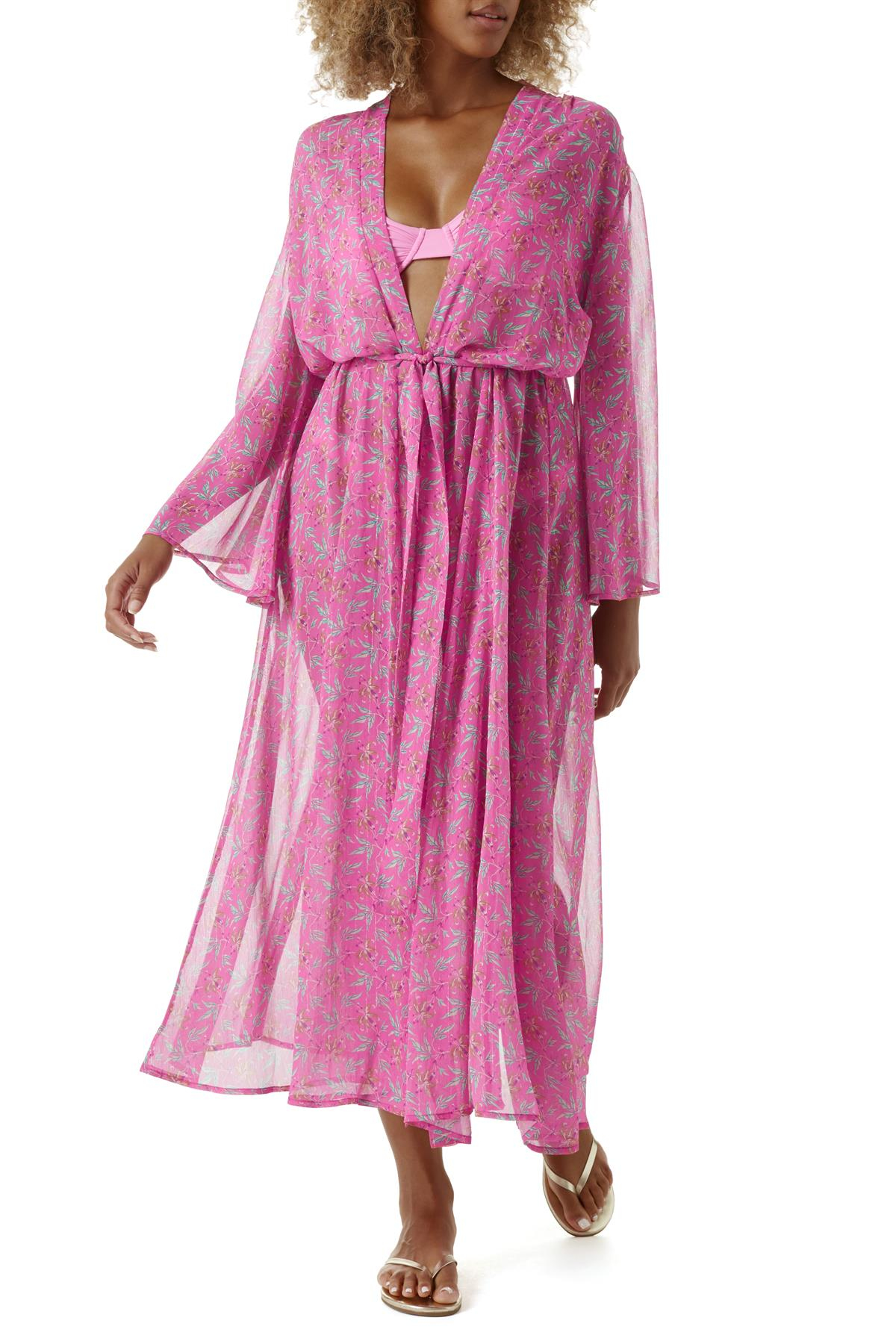Melissa OdabashPembe Floral Desen Kaftan